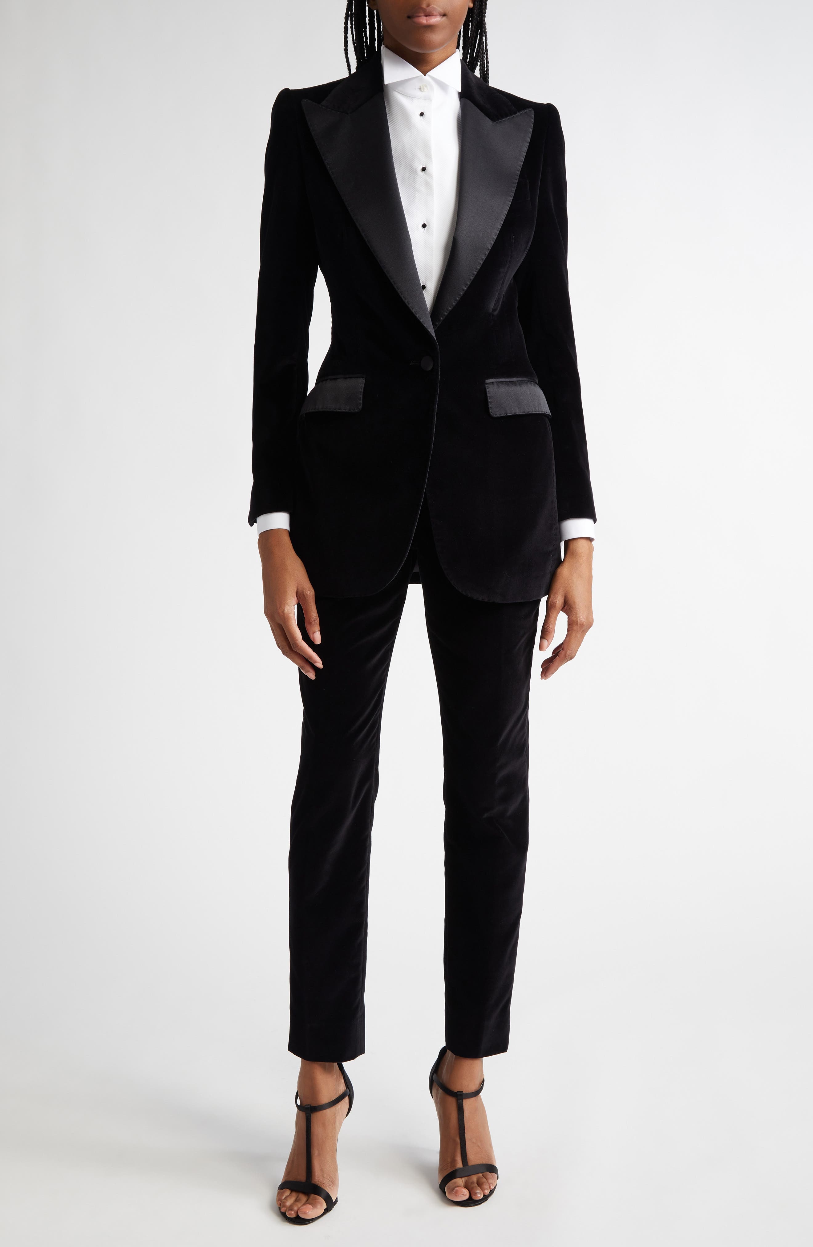 Dolce&Gabbana Turlington Velveteen & Satin Blazer in N0000 Nero at Nordstrom - 2