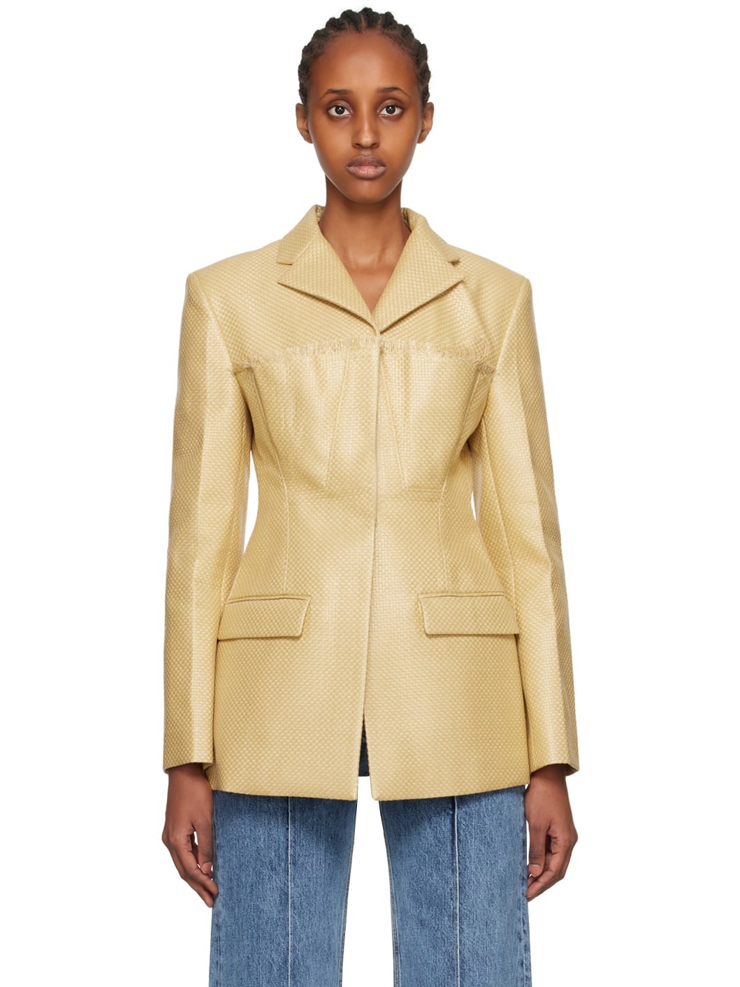 Beige Le Raphia 'La Veste Palha' Blazer - 1