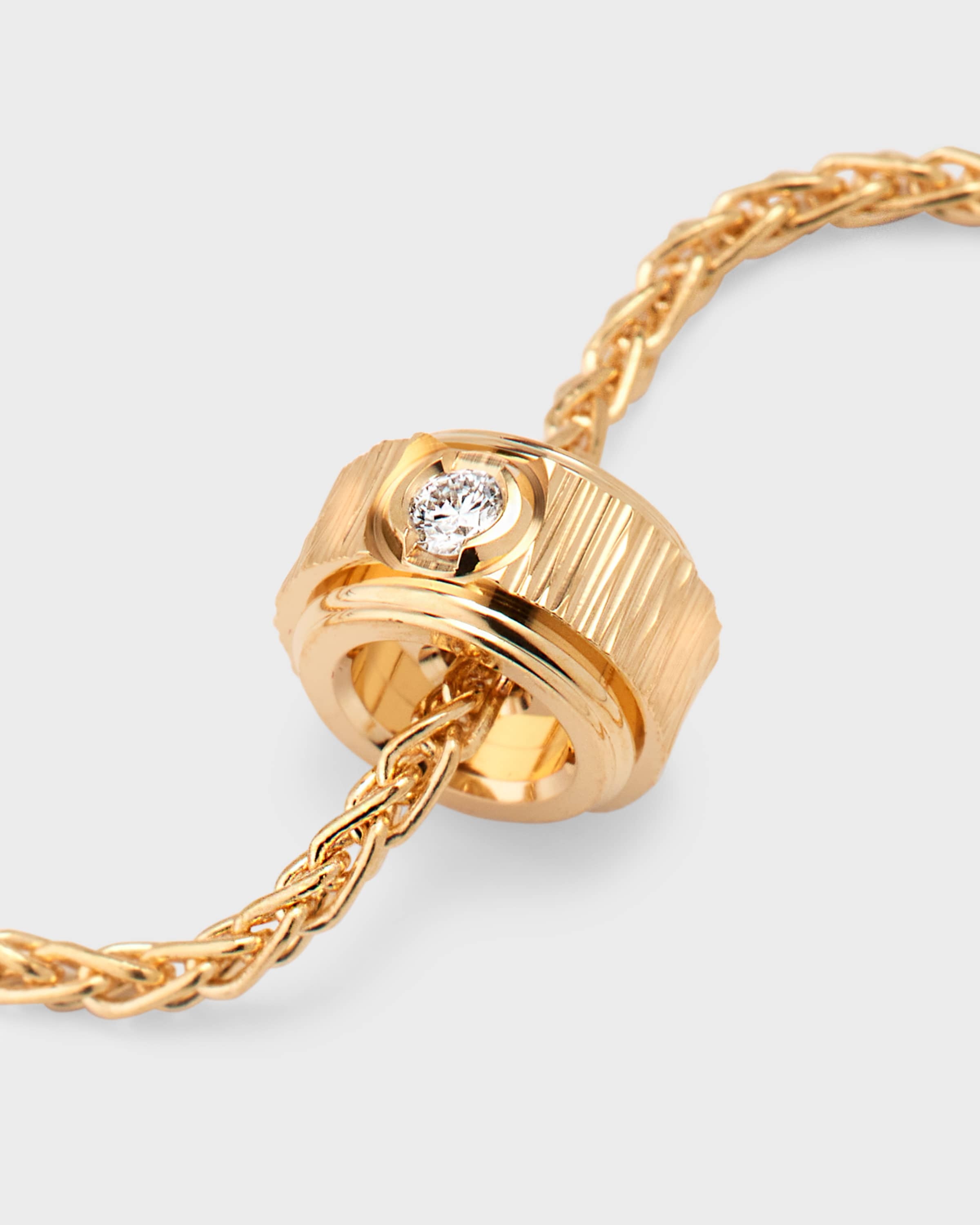 18K Pink Gold Possession Decor Palace Soft Bracelet with Single Diamond - 4