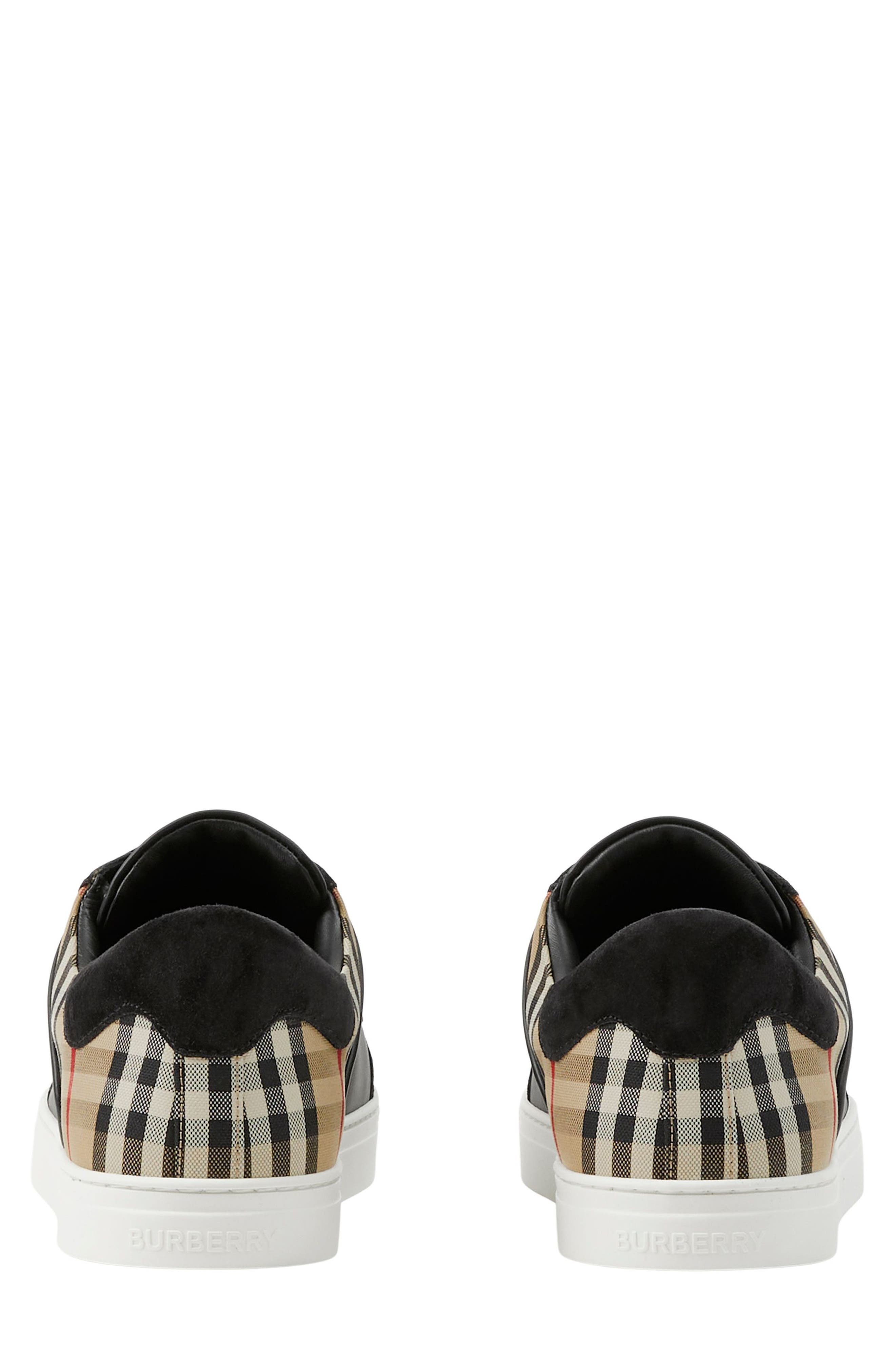 burberry Stevie Leather & Canvas Check Sneaker in Black/arbeige Ip Chk at Nordstrom - 7