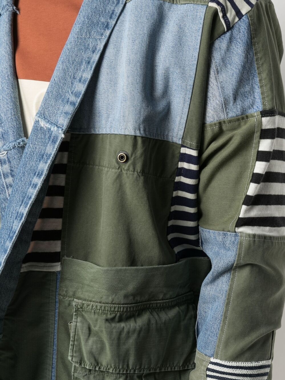 open-front patchwork jacket - 5