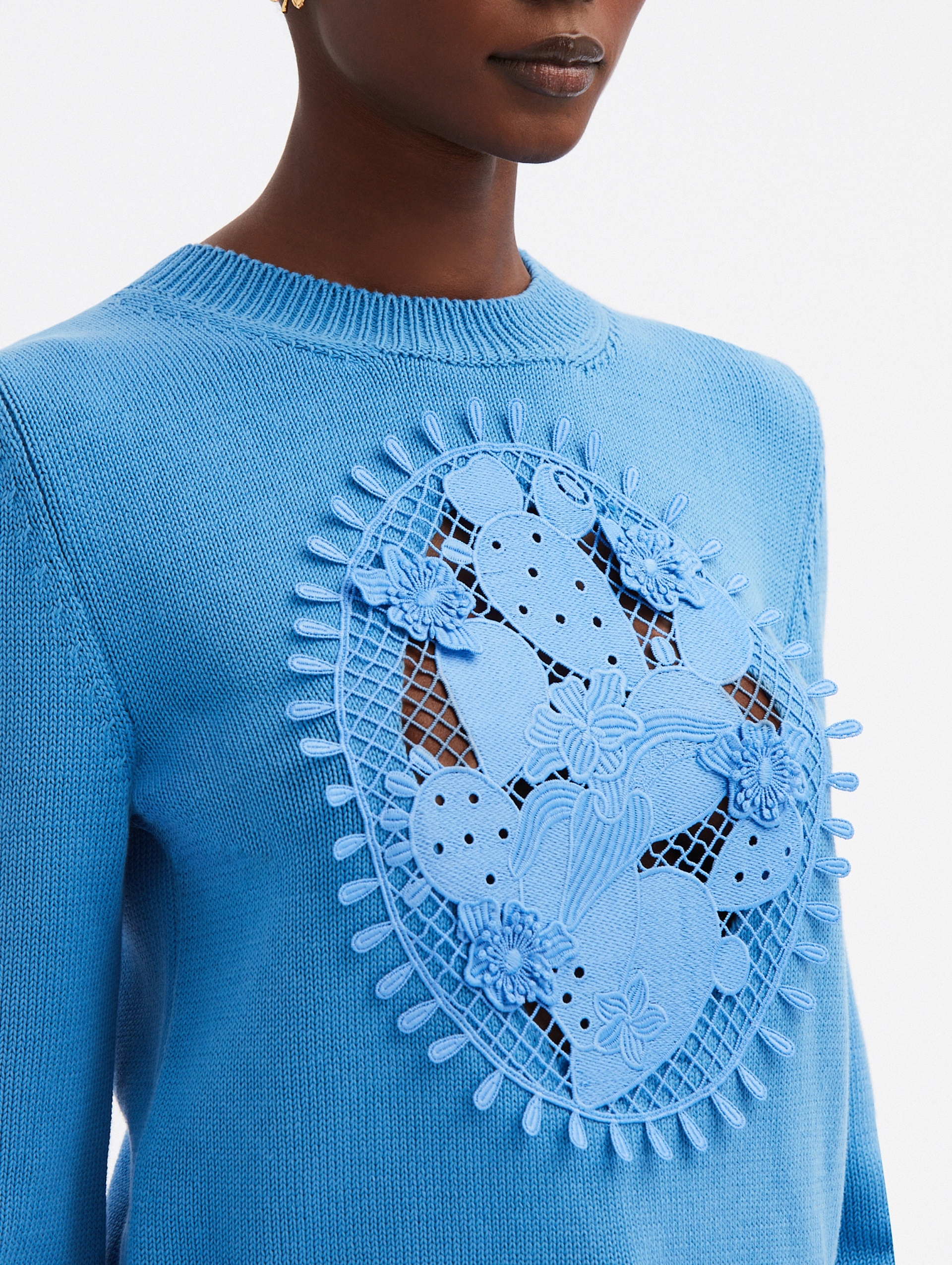 CACTUS EYELET GUIPURE PULLOVER - 5