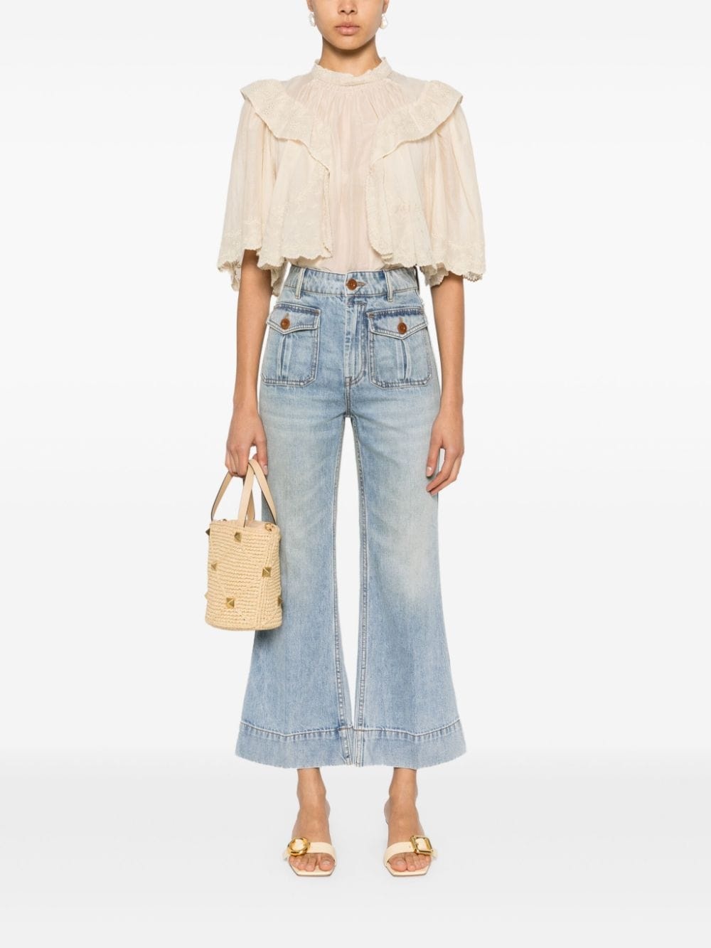 flared cropped jeans - 2