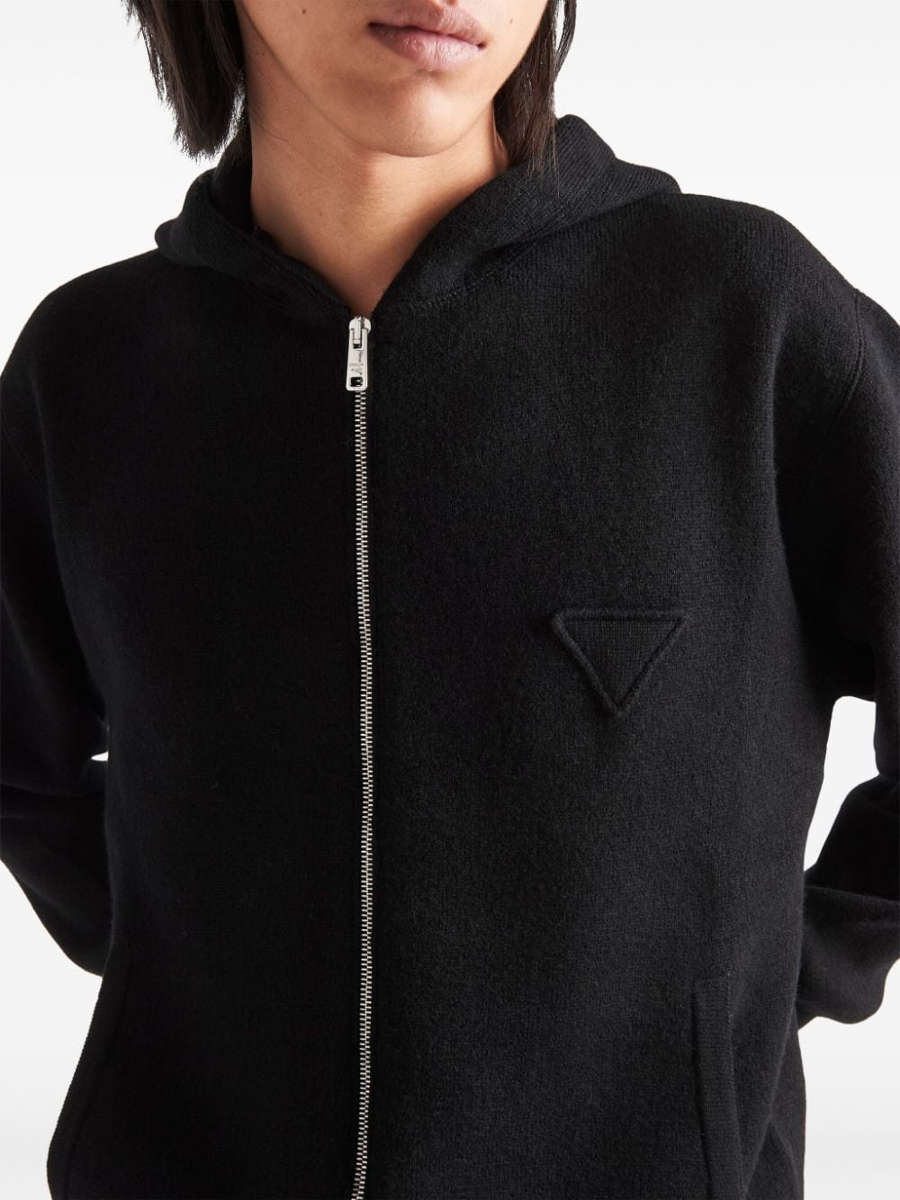 cashmere knitted zip-up hoodie - 4