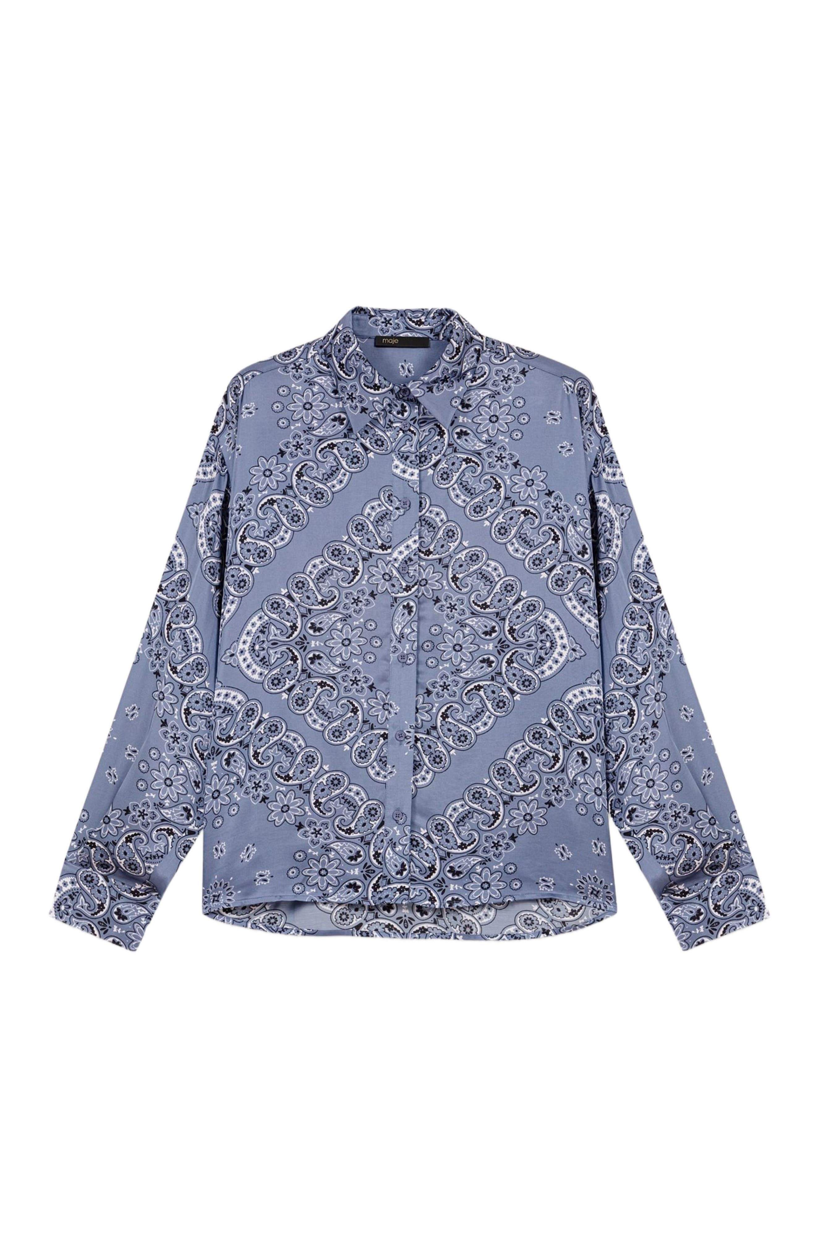 maje Flowing printed shirt in Blue Bandana Print at Nordstrom - 6