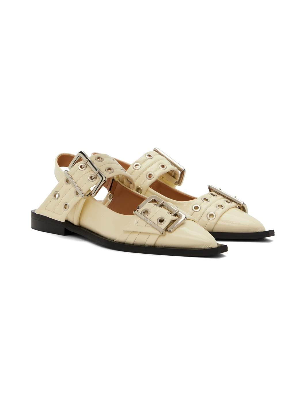 Off-White Feminine Buckle Ballerina Flats - 4