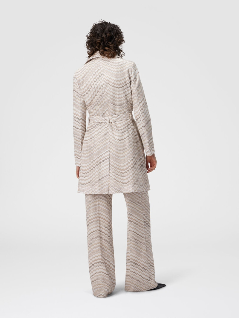 Double-Breasted Trench Coat with Wavy Zigzag Pattern 3