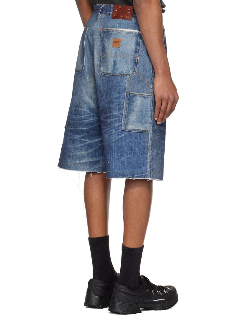 Navy Trompe L'oeil Double Knee Denim Shorts 3