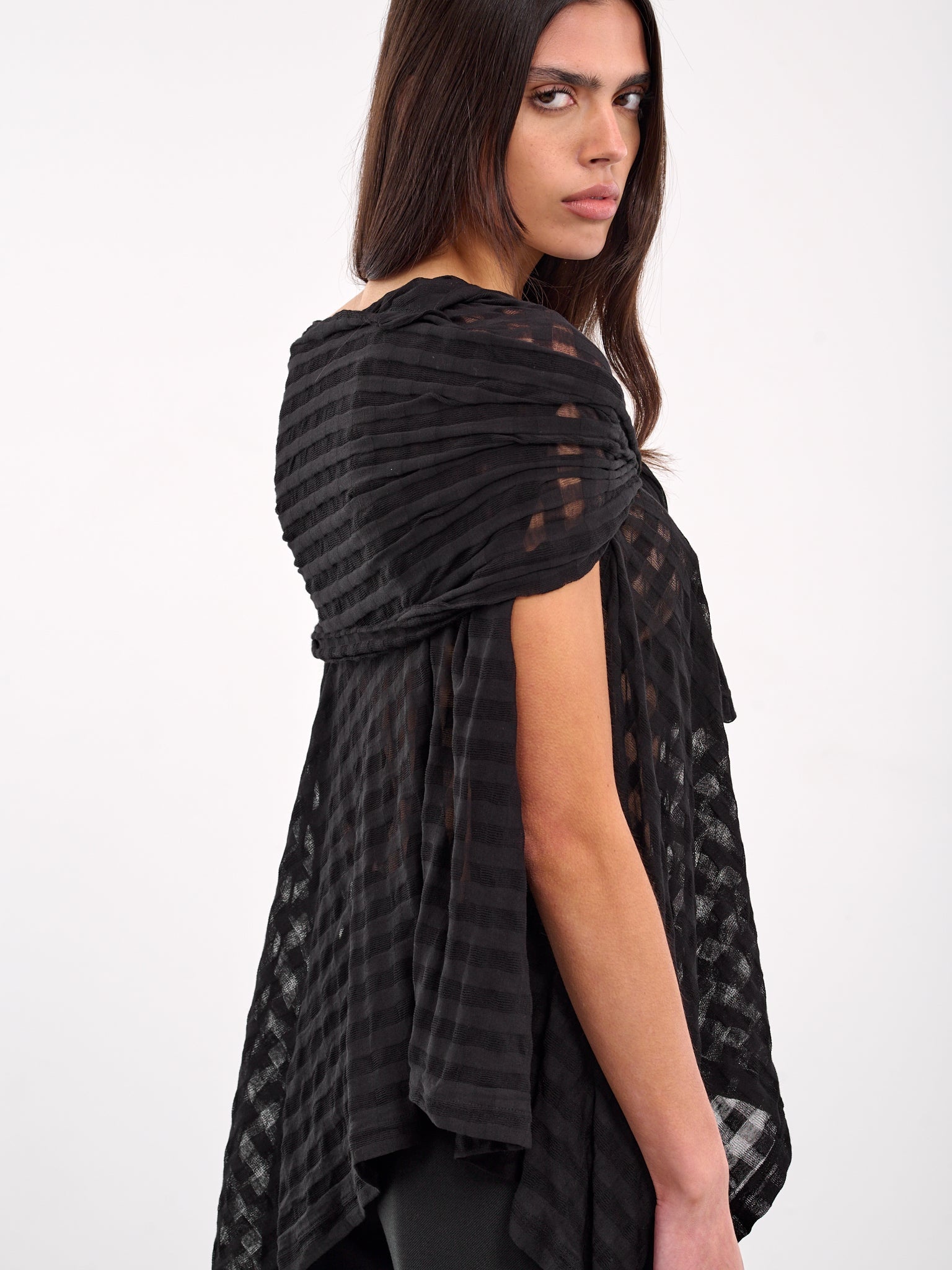 Sheer Plaid Jacquard Layered Cardigan - 5