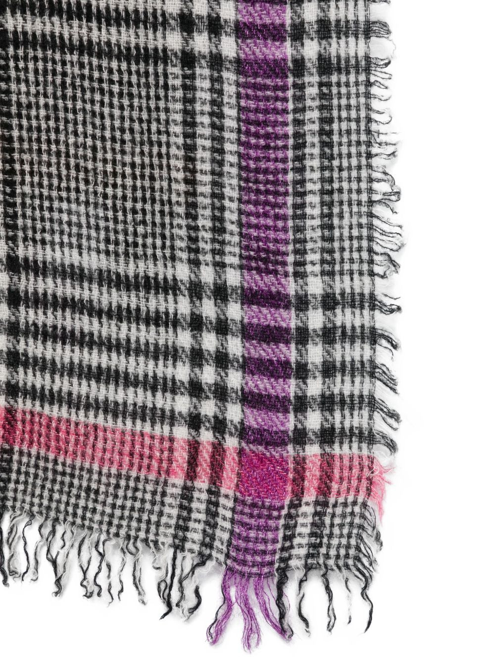 plaid-pattern frayed-edge scarf - 3