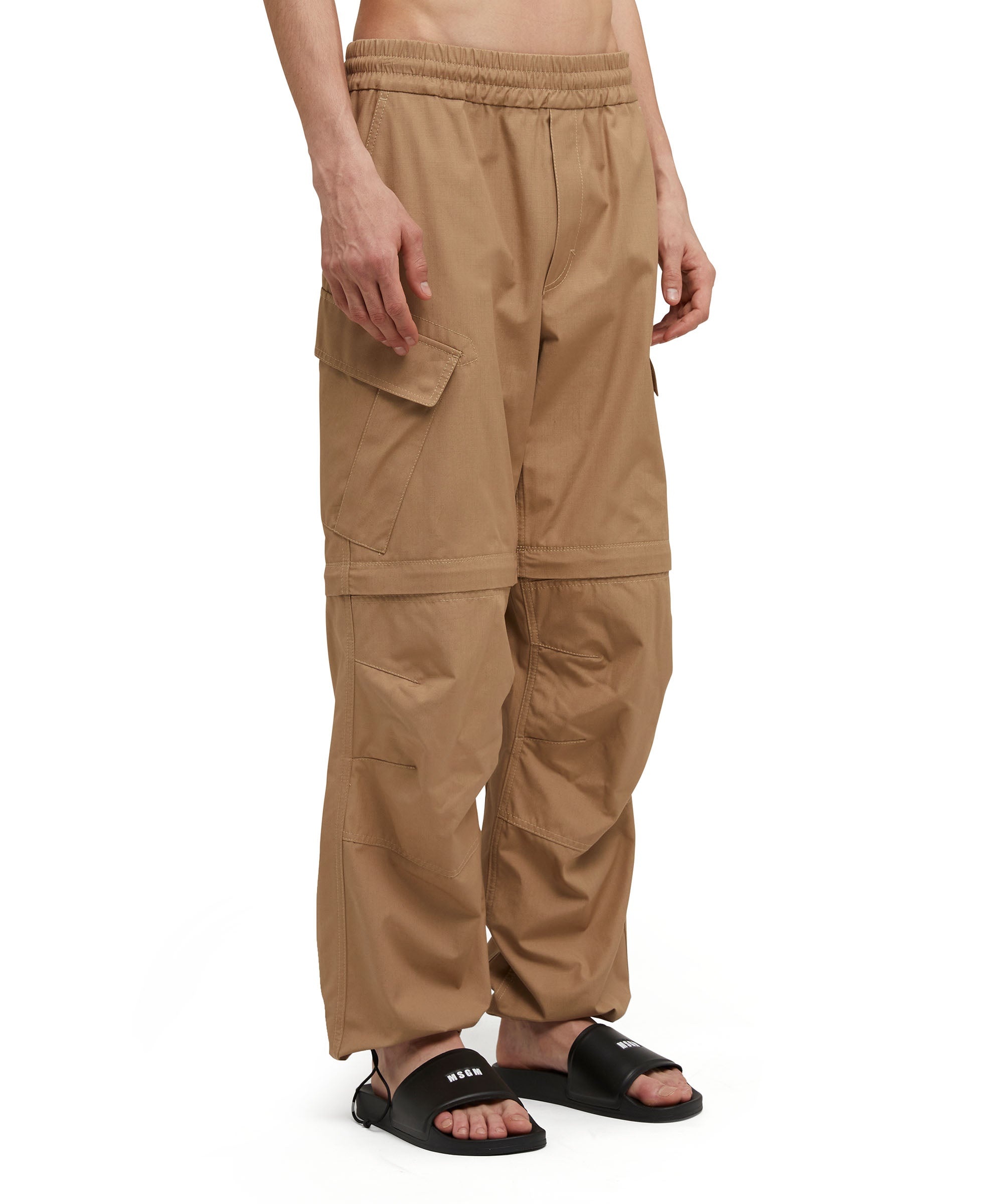 Solid color cotton cargo pants - 4