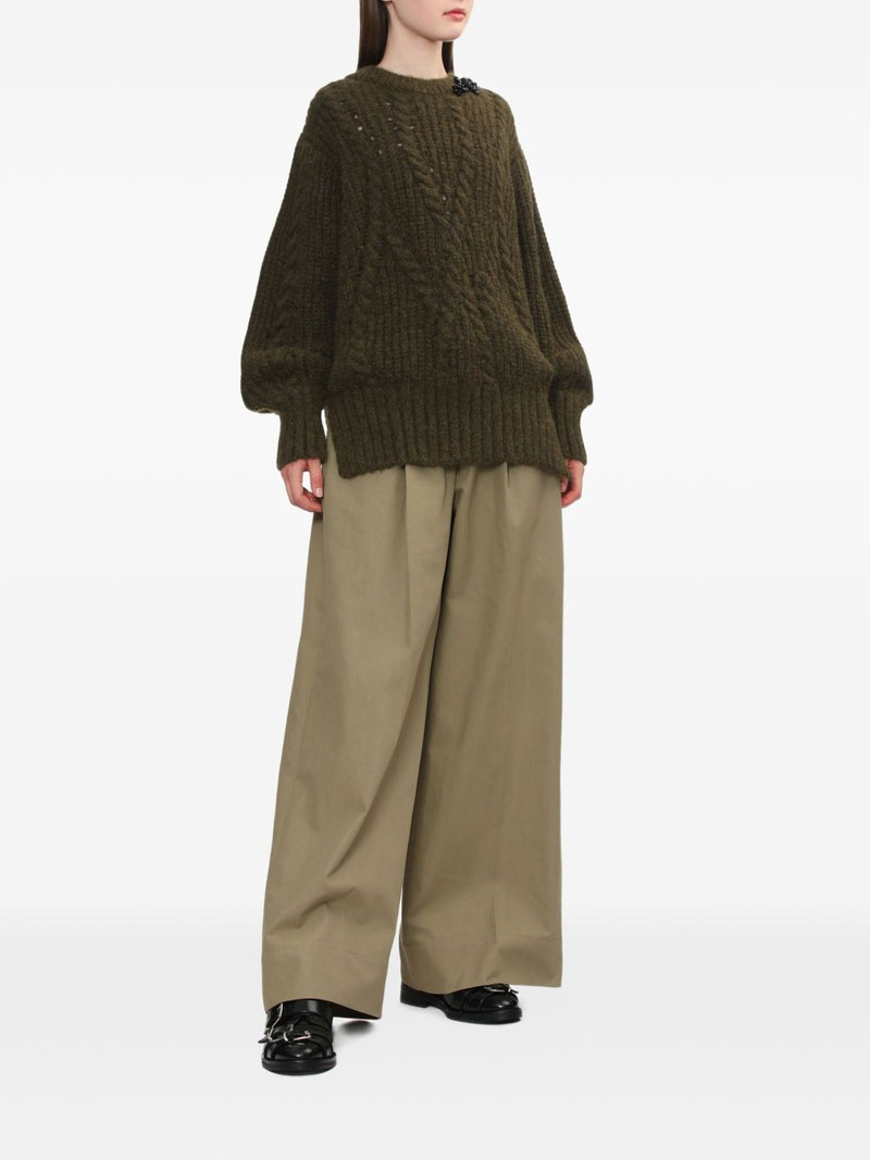 Simone Rocha embellished cable-knit sweater outlook