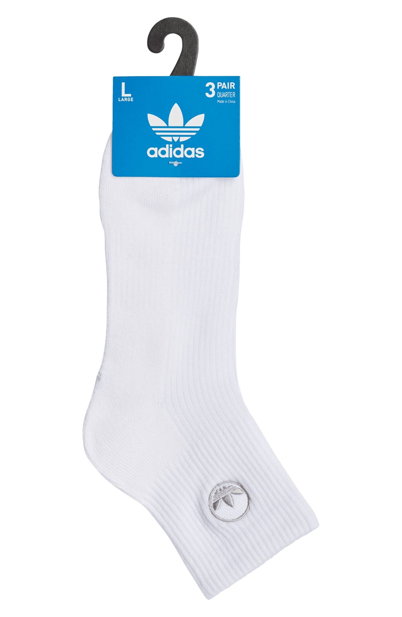 adidas Gender Inclusive Assorted 3-Pack Cotton Quarter Socks in White/Clear Grey/Black at Nordstrom - 3
