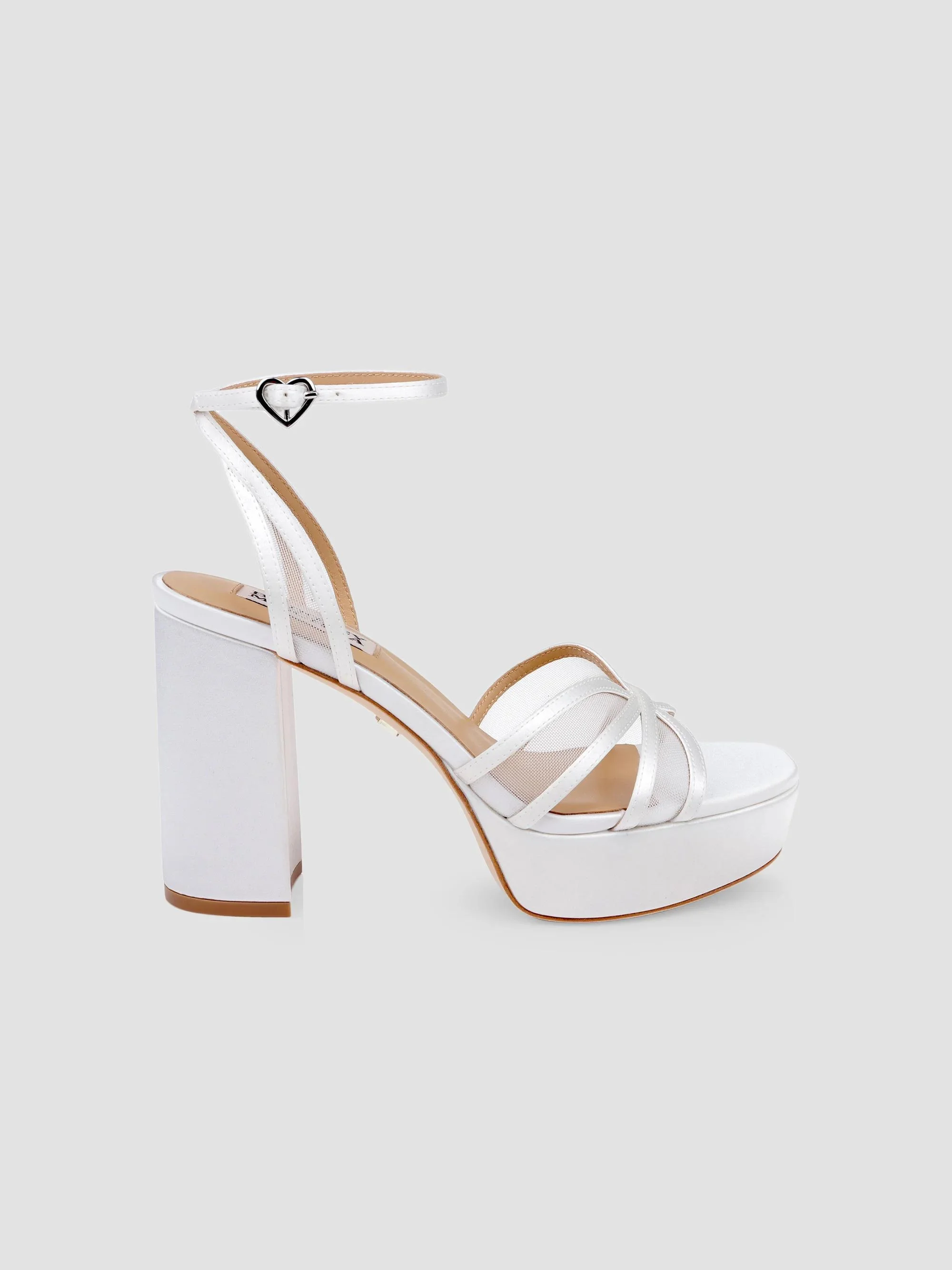 Women's Yohana 100MM Satin & Mesh Sandals - White Satin - 1