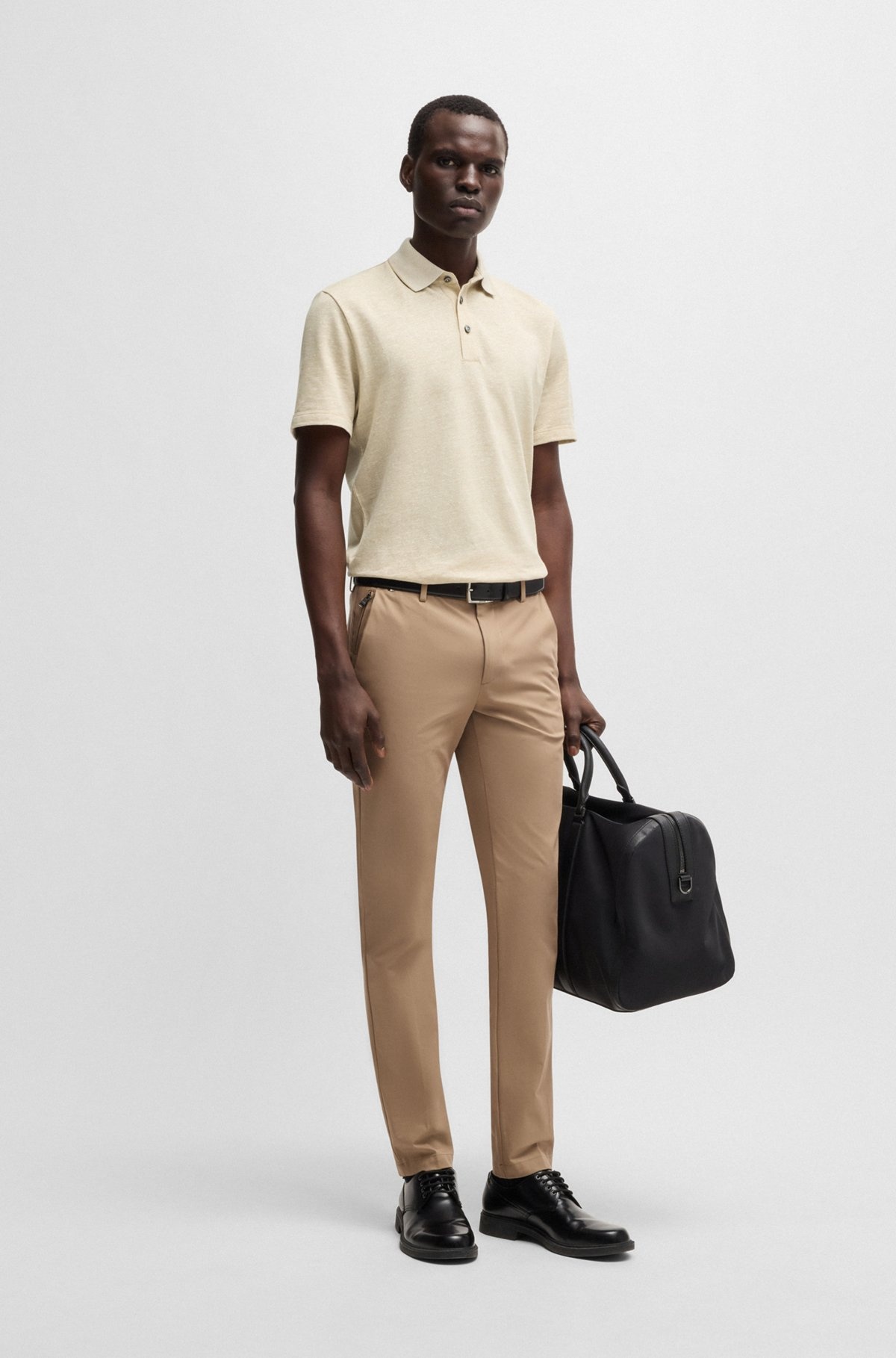 KNIT POLO SHIRT IN COTTON AND LINEN - 4