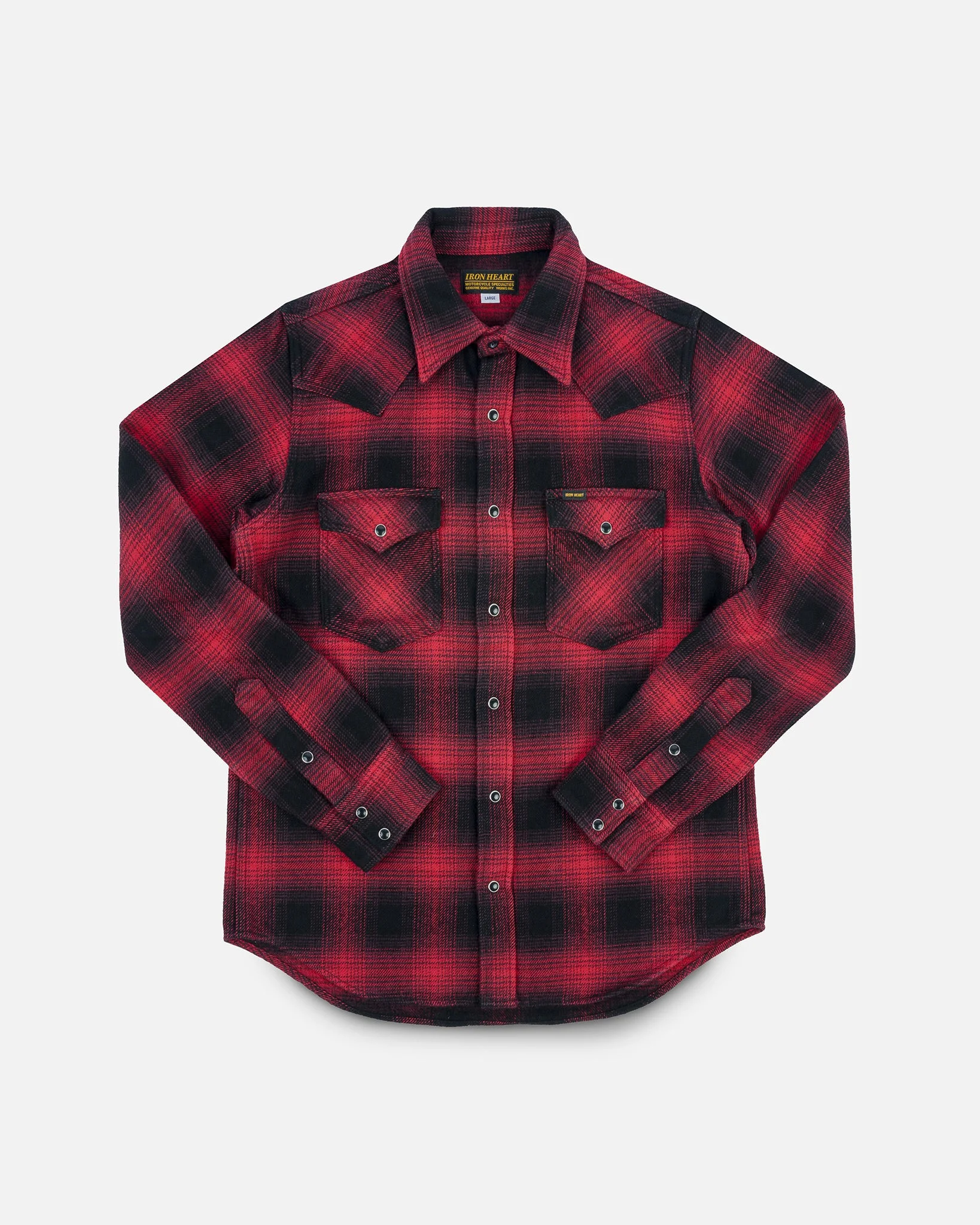 ULTRA HEAVY FLANNEL OMBRÉ CHECK WESTERN SHIRT - RED/BLACK - 1