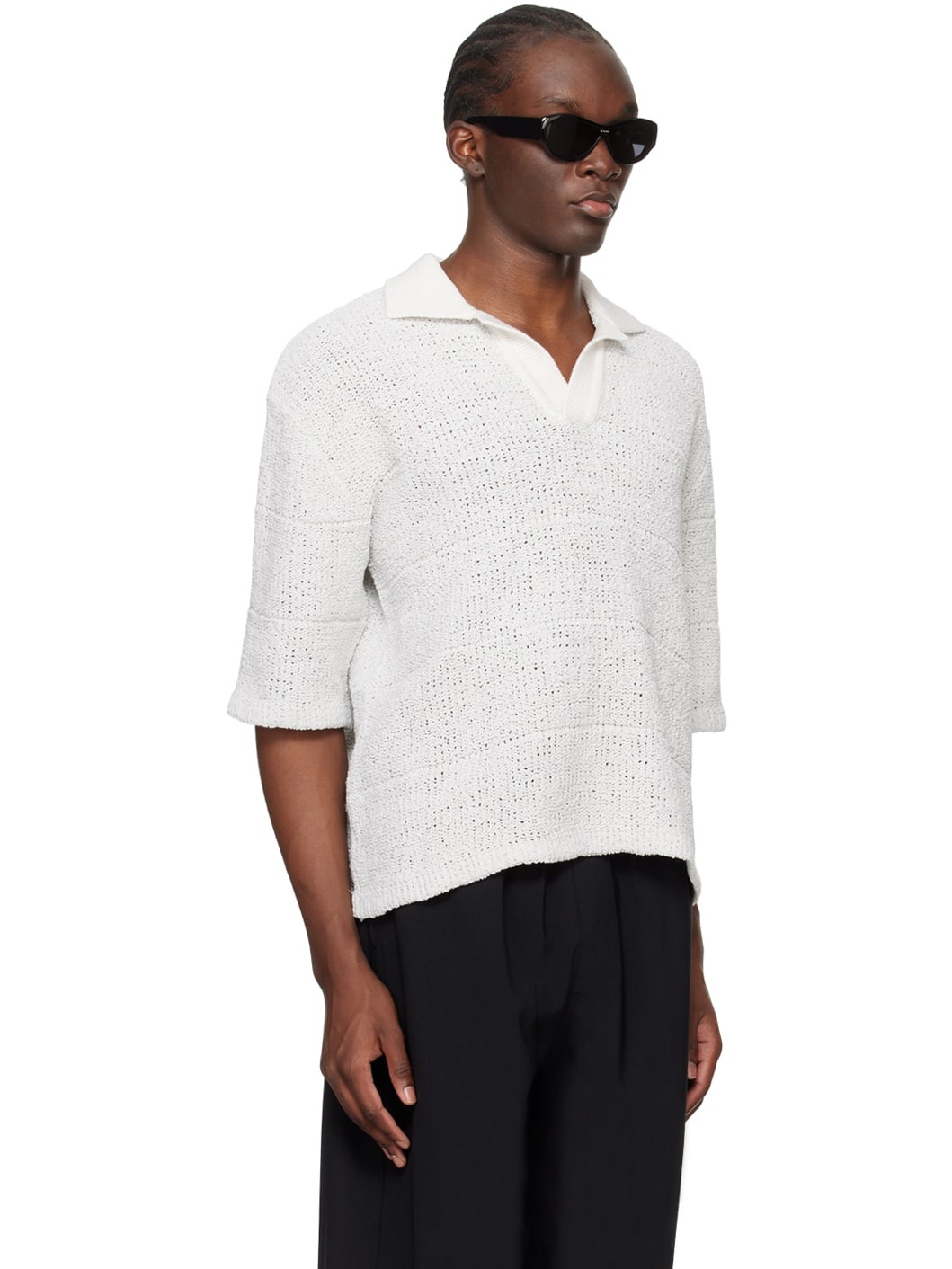 Gray Open Spread Collar Polo - 2