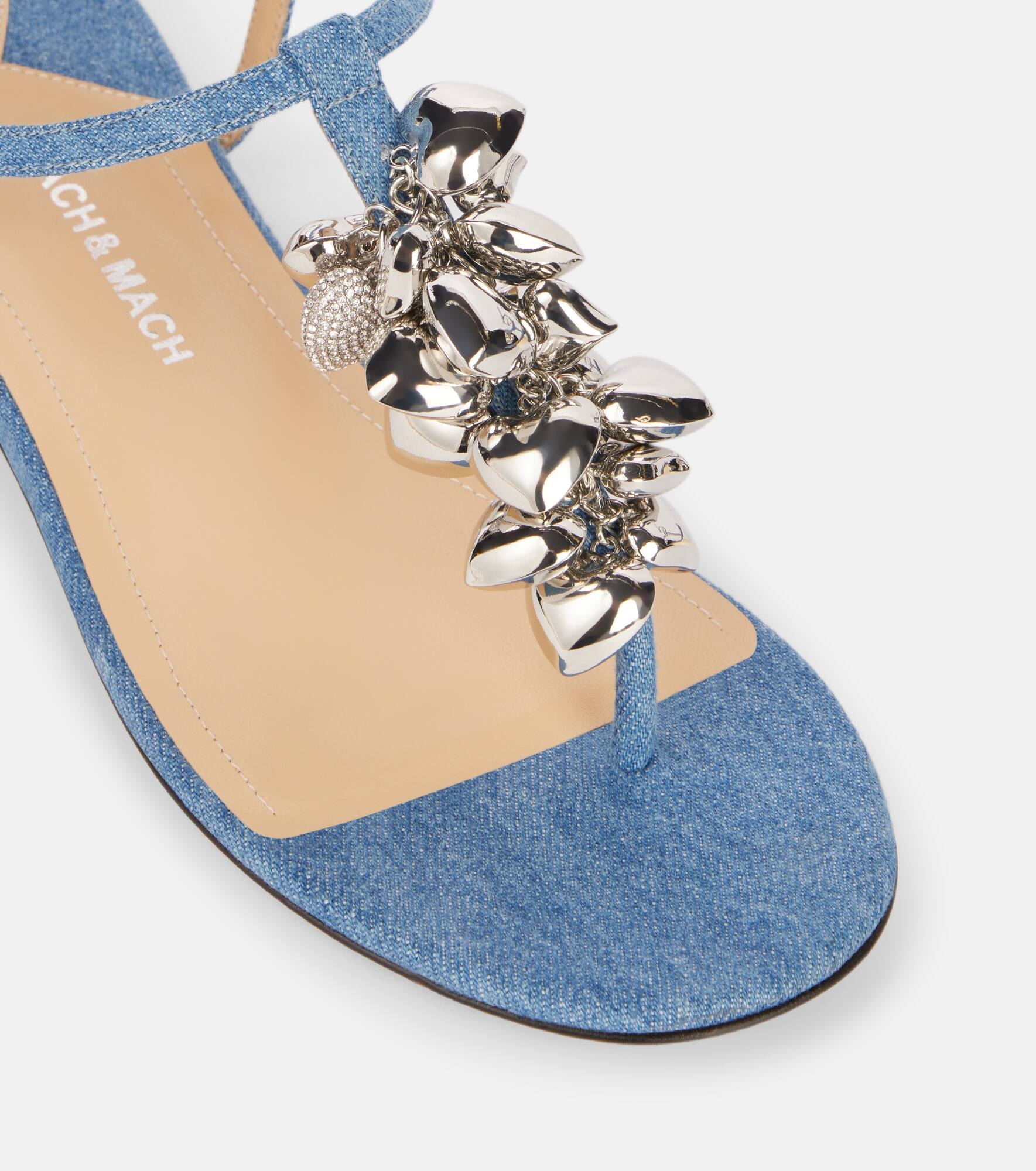 Puffy Heart embellished denim thong sandals - 5