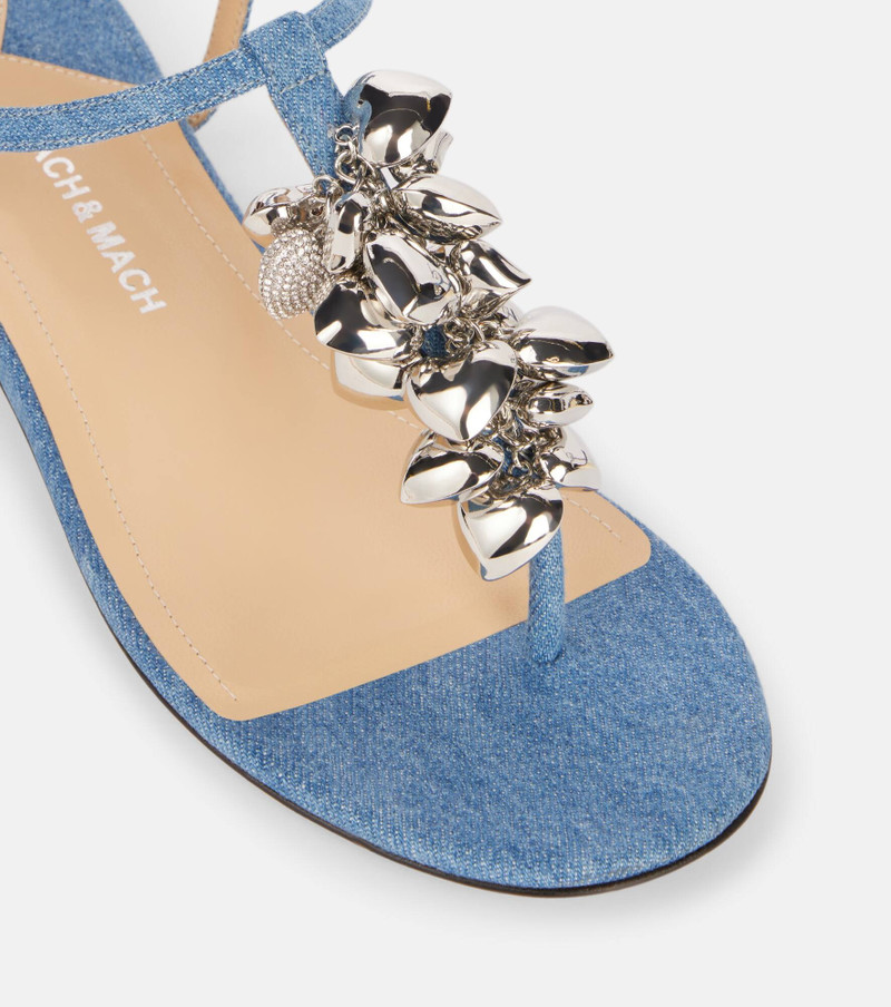 Puffy Heart embellished denim thong sandals 5
