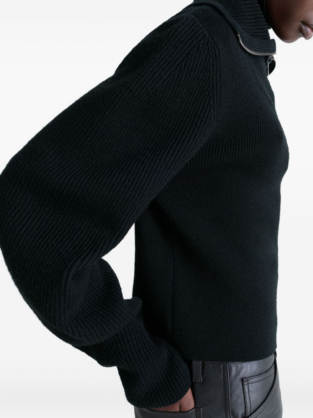 ribbed-knit half-zip sweater - 4
