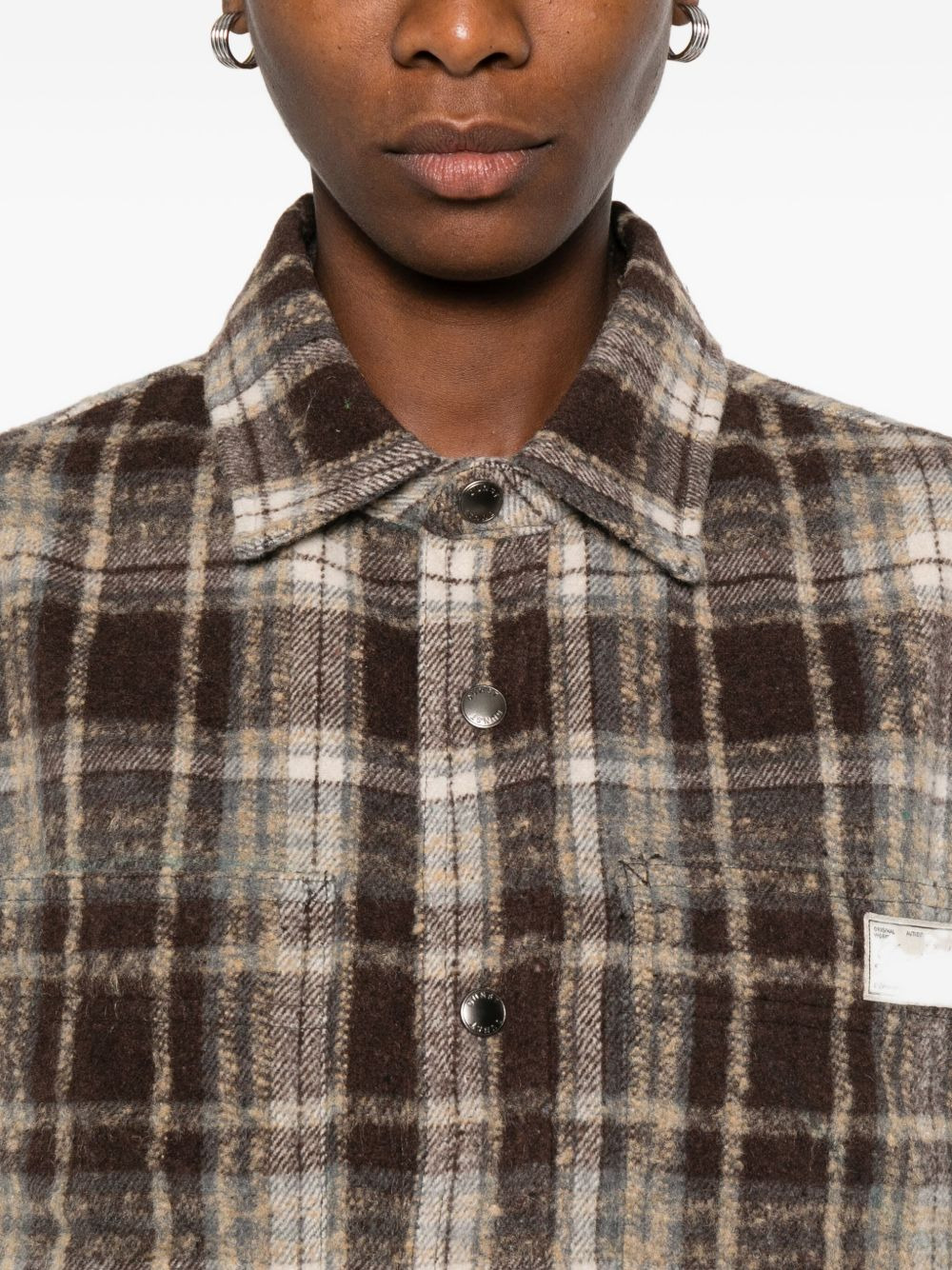 checked patch-pocket shirt - 5
