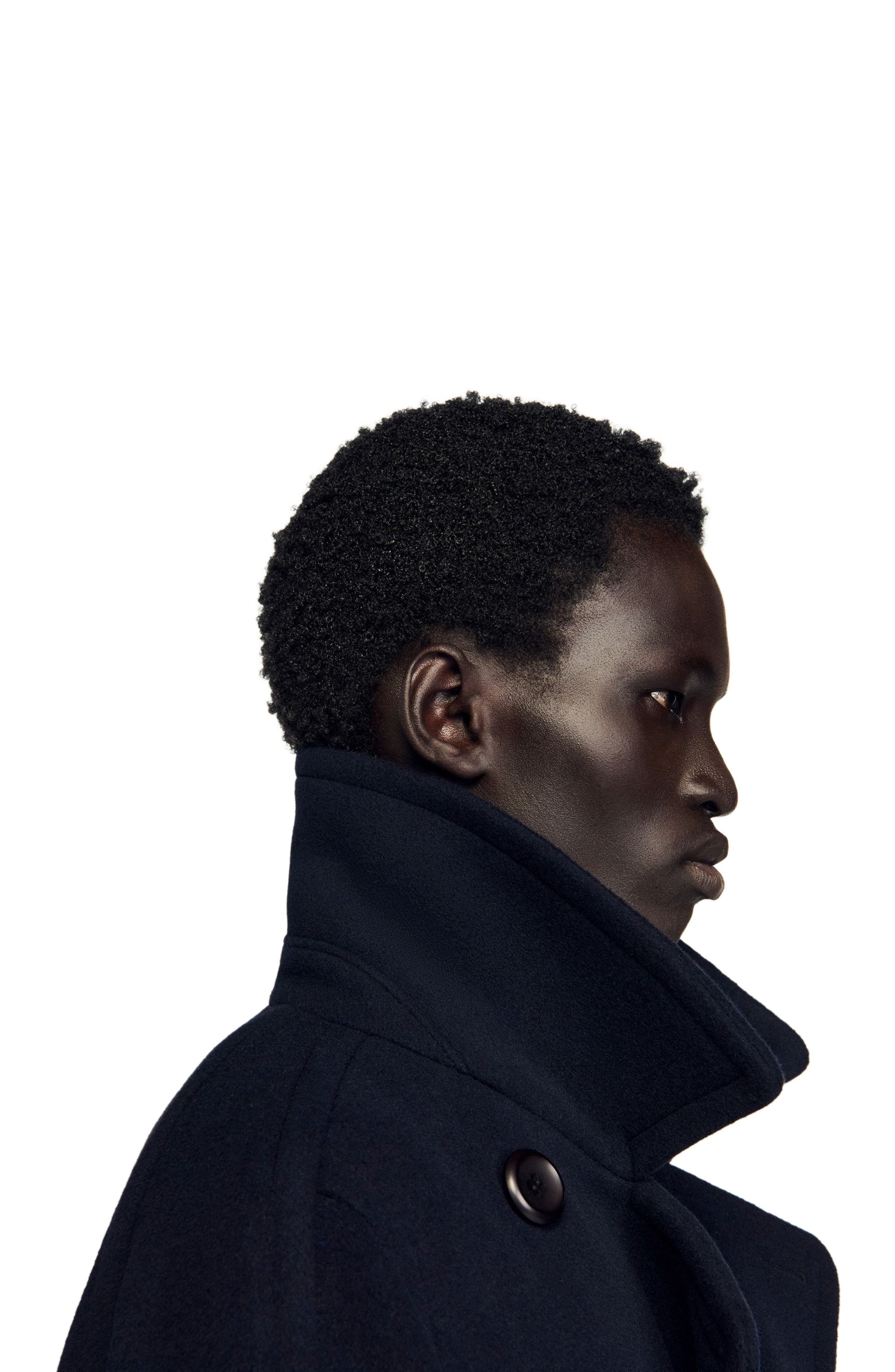 SANDRO Double-breasted wool coat in Navy Blue at Nordstrom - 4