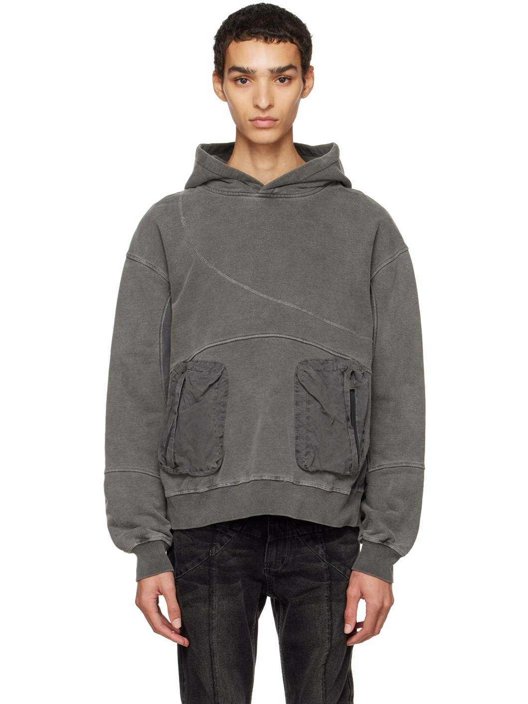 Gray 'Filtered Reality' Cold-Dye Hoodie - 1