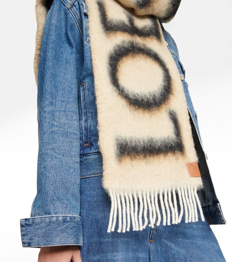 Logo jacquard wool-blend scarf - 3