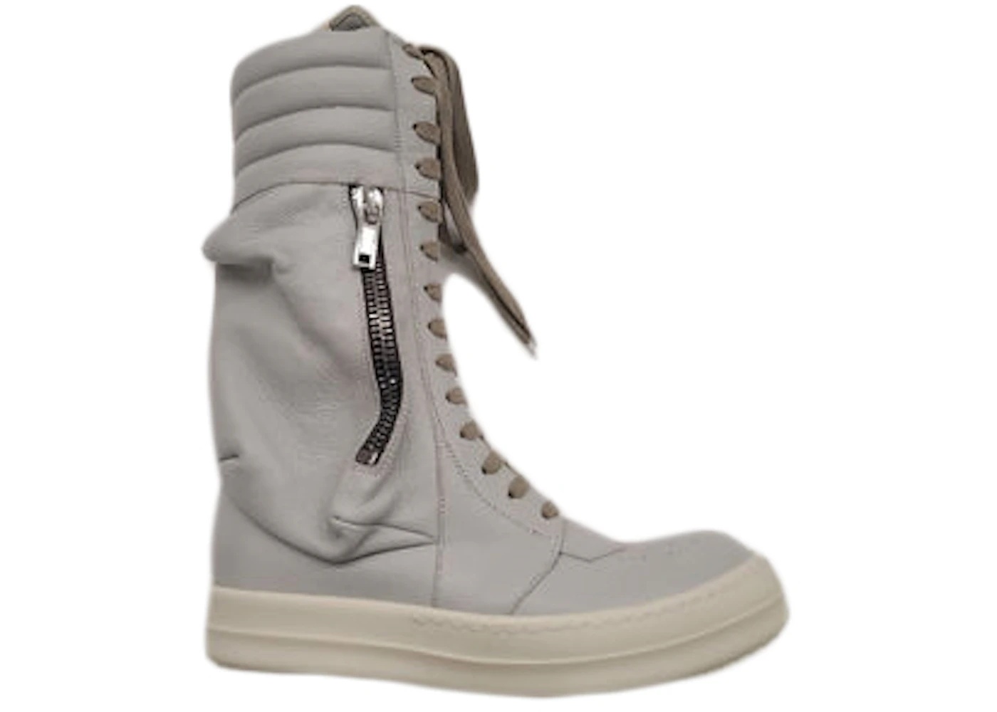 Rick Owens Cargo Basket Leather Boots Oyster Milk - 1