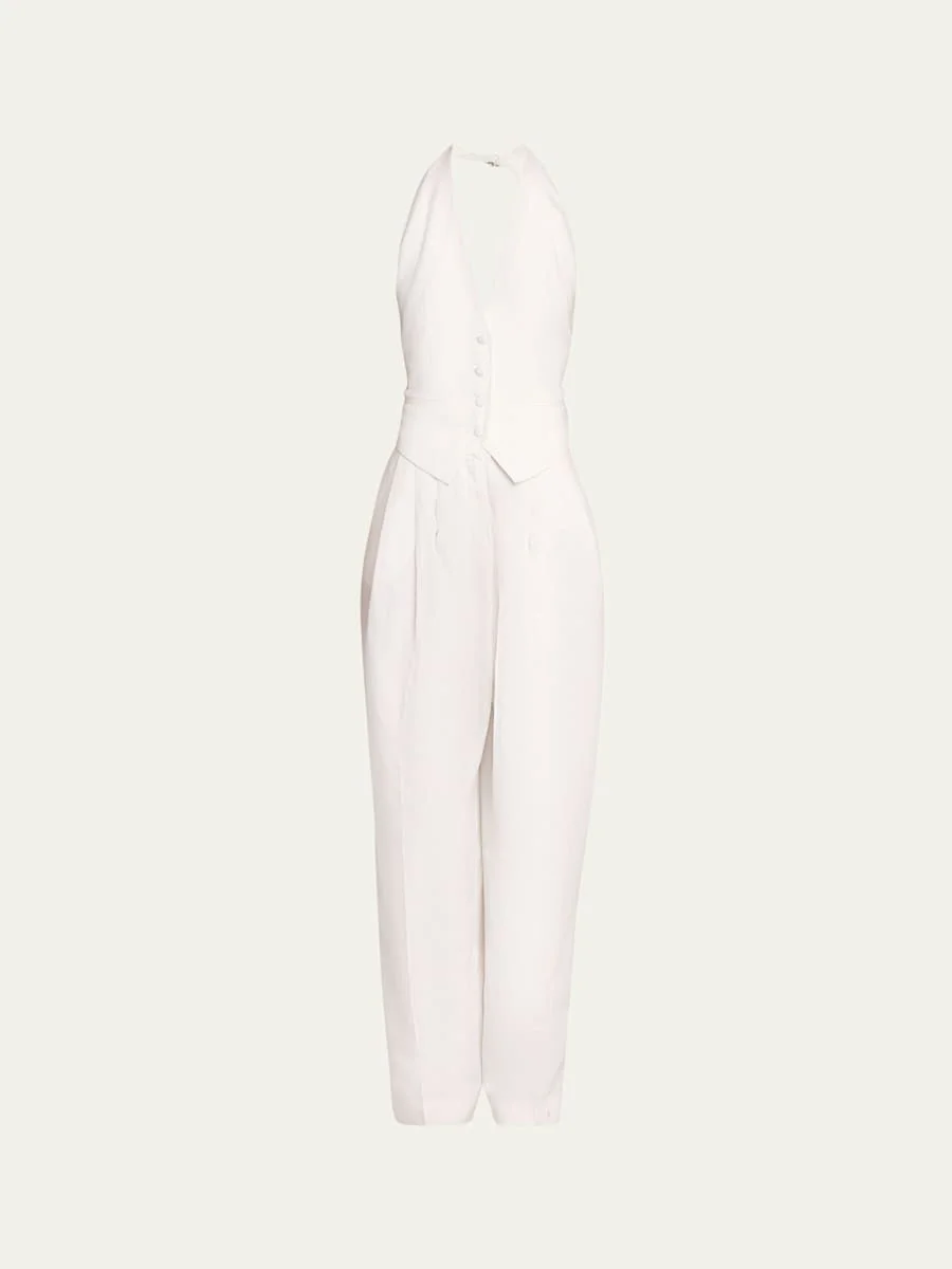 Rex Backless Plunging Vest Jumpsuit - 1