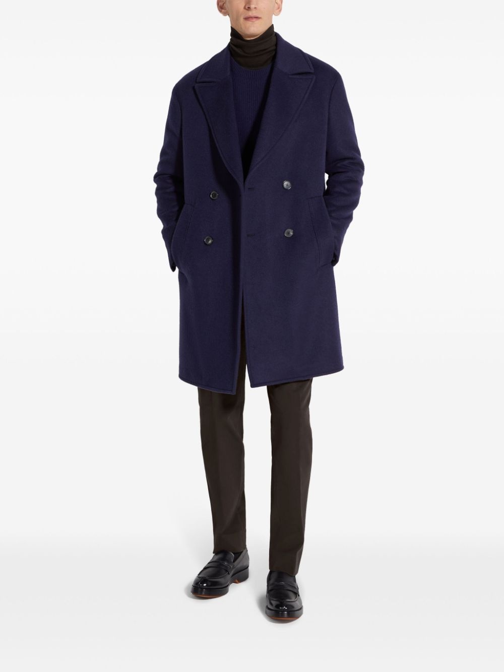 double-breasted cashmere coat - 2