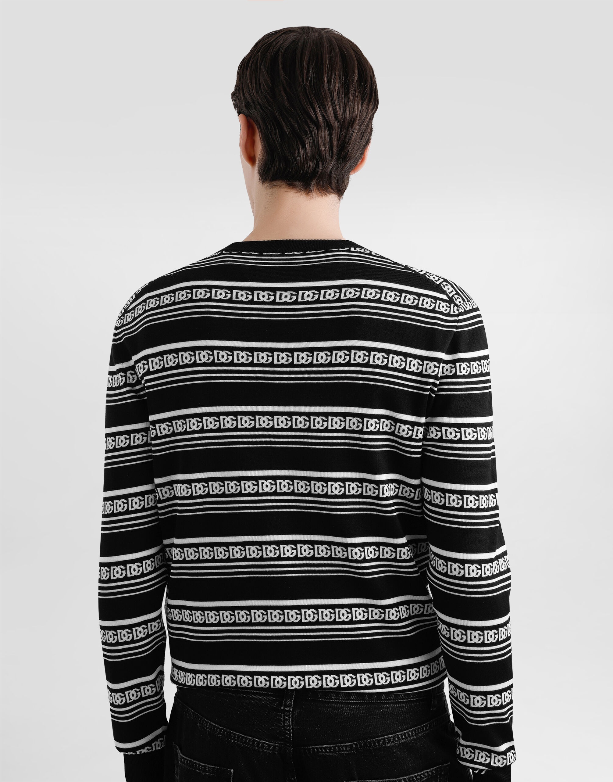 Silk crew-neck pullover with logo - 5