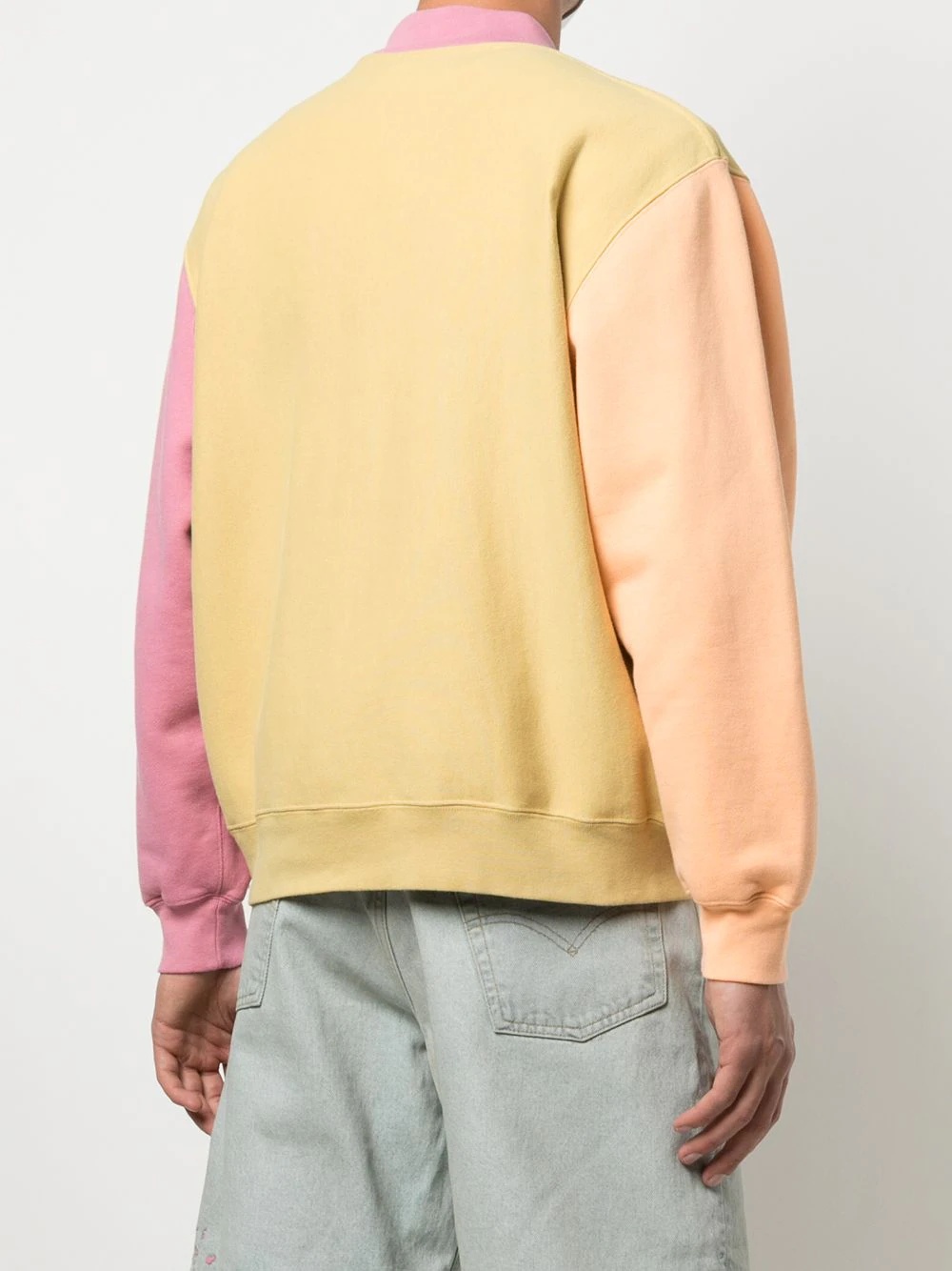 fleece colour-block bomber jacket - 4