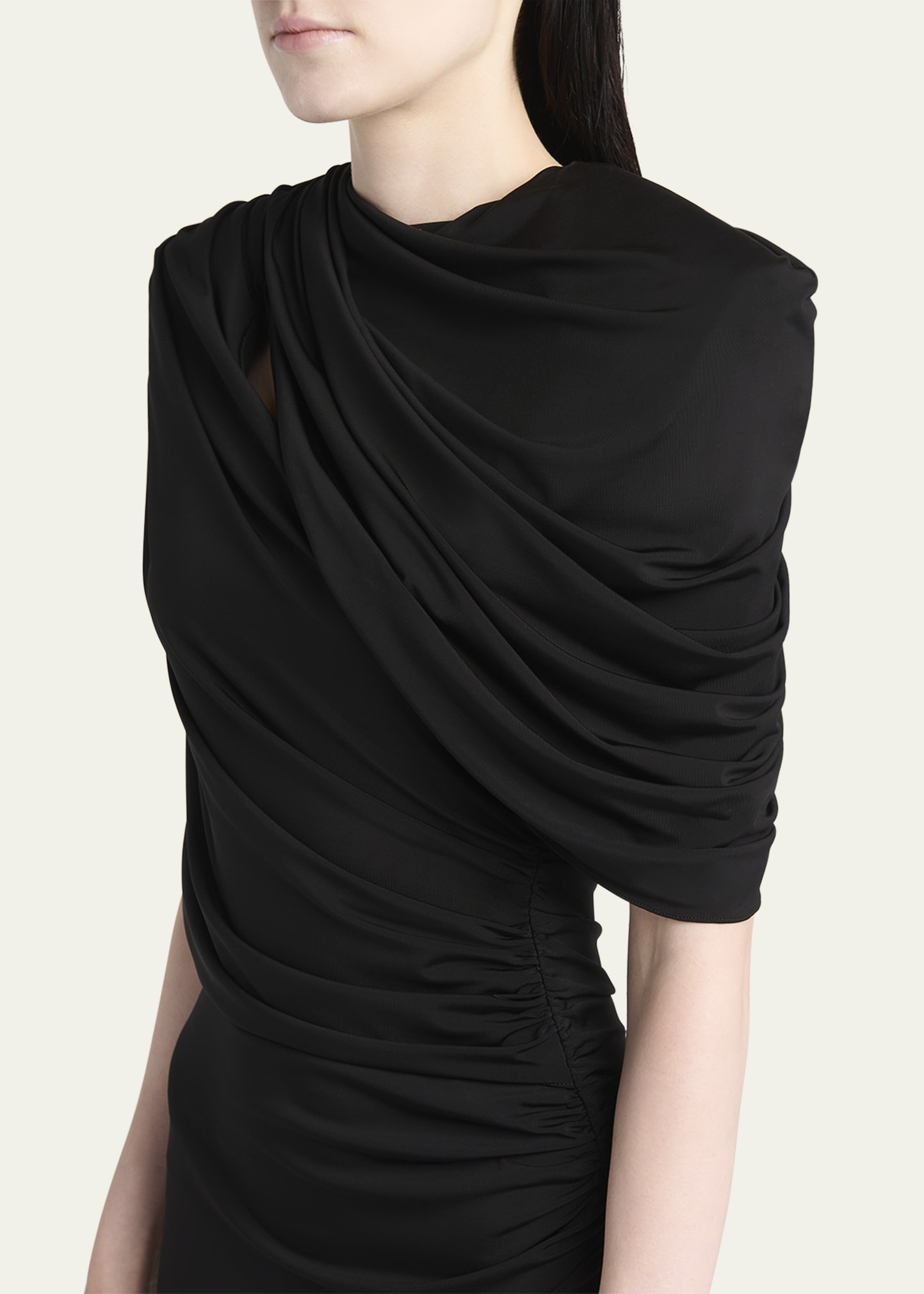 Draped Cape Midi Dress - 5