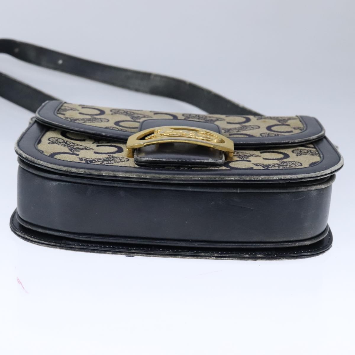 CELINE C Sulky Shoulder Bag Canvas Leather Navy - 9