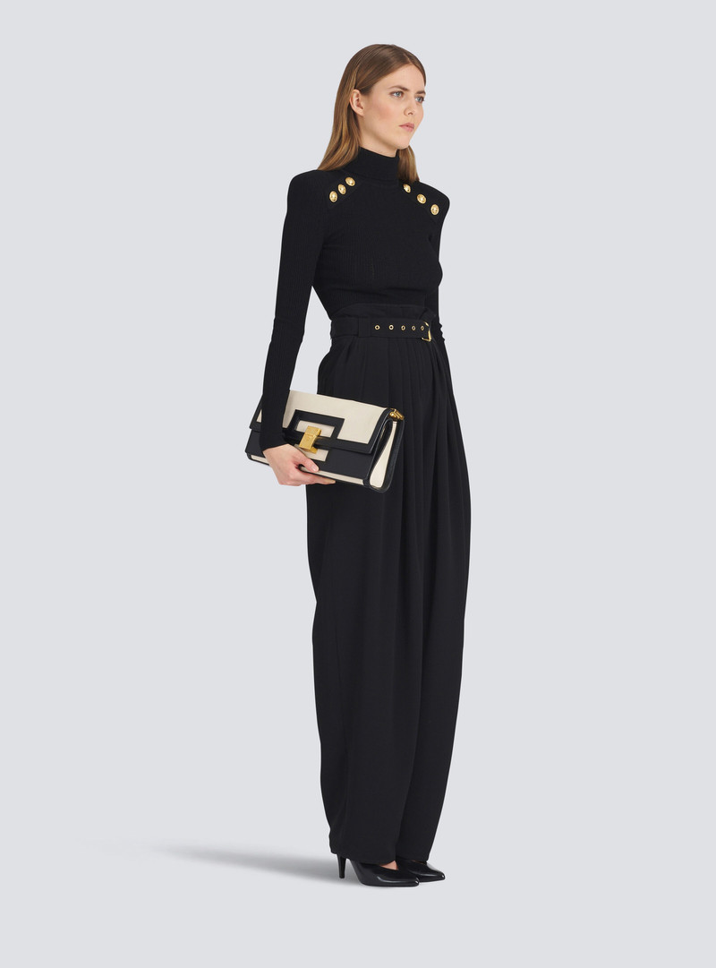 Balmain Oversized black and white leather 1945 Heritage clutch bag outlook