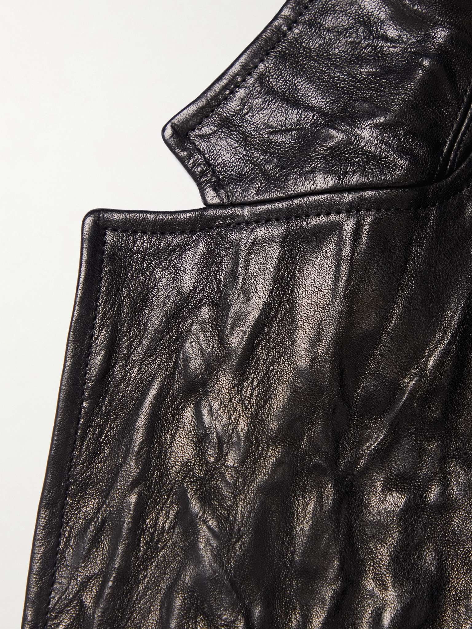 Crinkled-Leather Blazer - 3