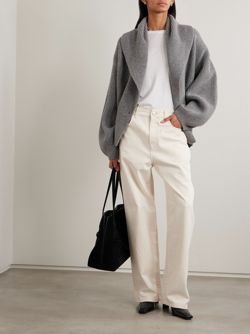 TOTEME Oversized ribbed wool cardigan Gray outlook