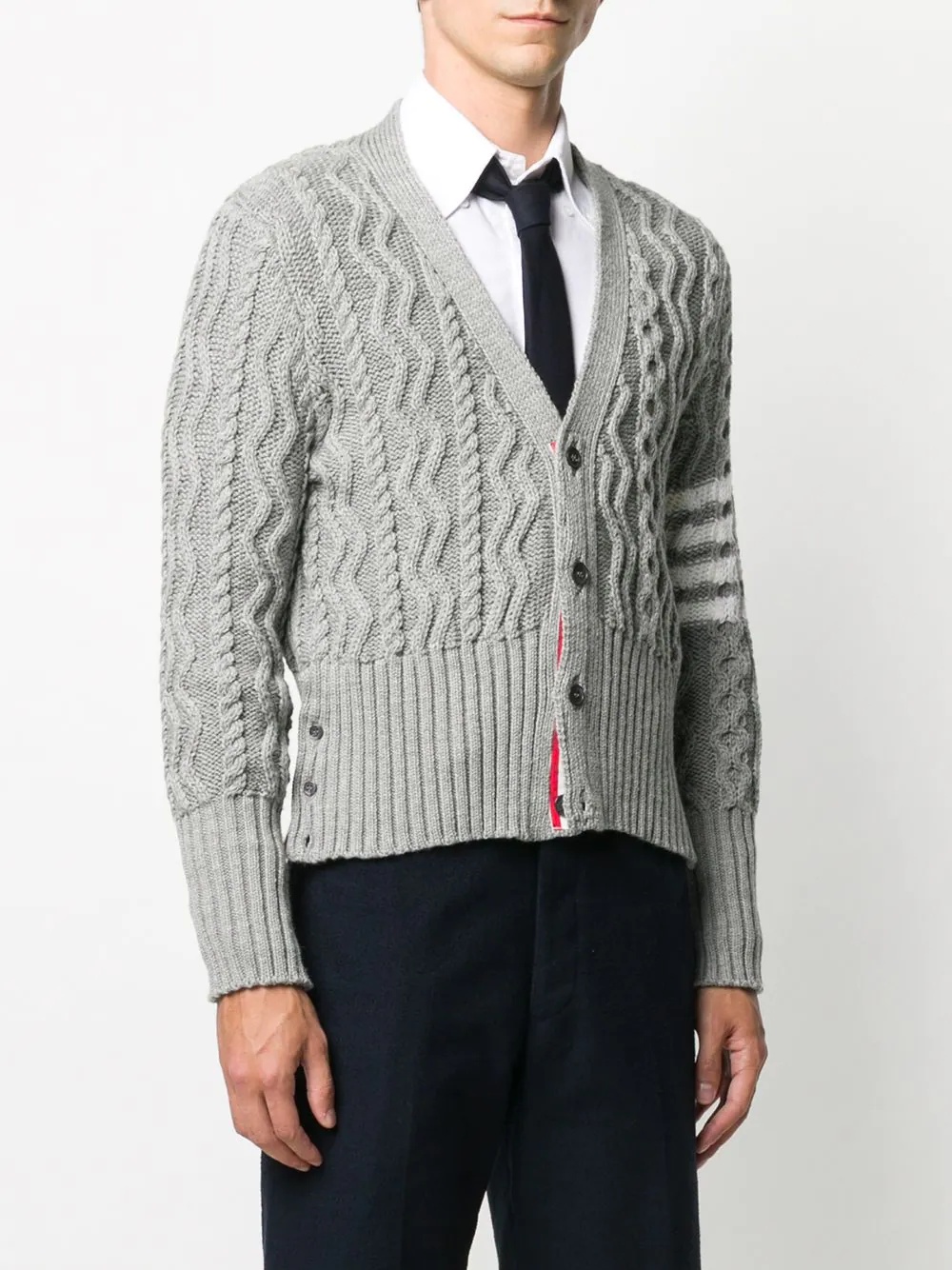 4-Bar Aran cable knit cardigan - 3