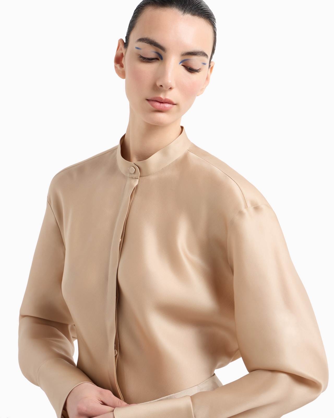 LONG-SLEEVED SHIRT IN TRIPLE SILK GEORGETTE - 5