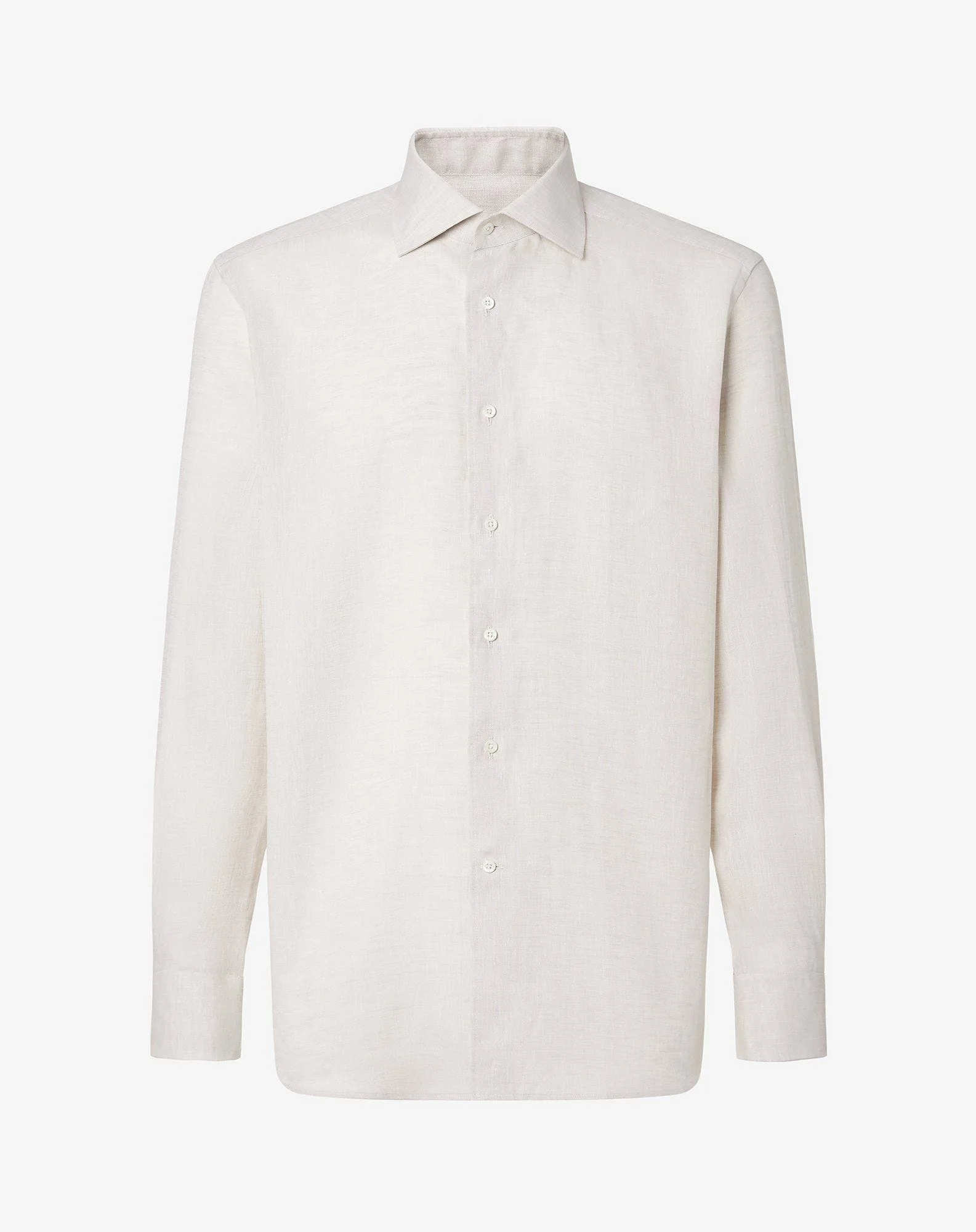 Beige chambray linen shirt - 1
