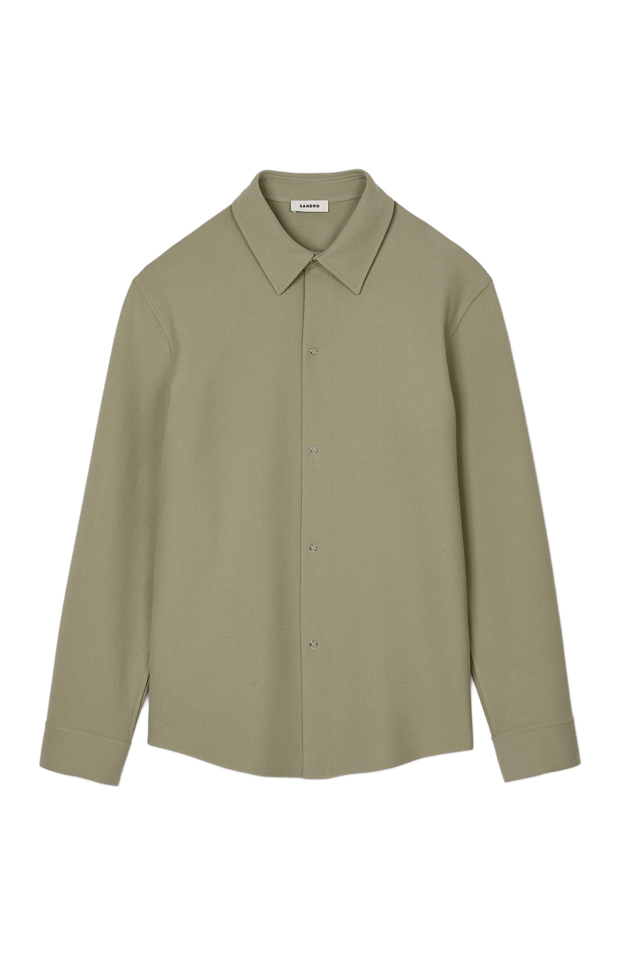 SANDRO Long-sleeved jersey shirt in Light Kaki. at Nordstrom - 5