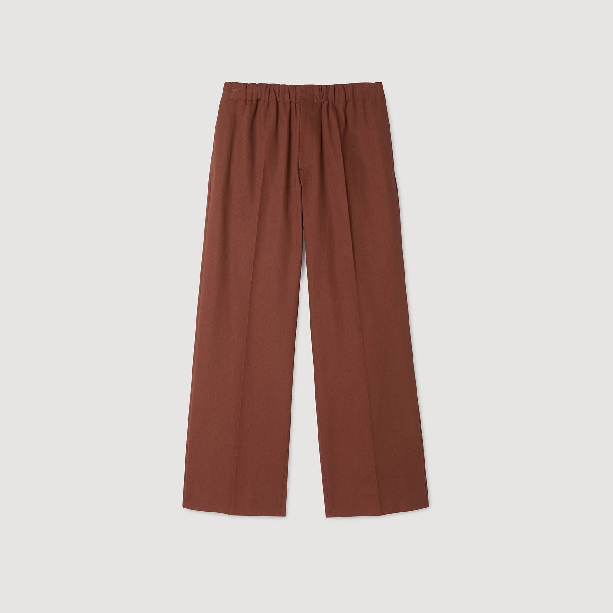 ELASTICATED WIDE-LEG COTTON TROUSERS - 6