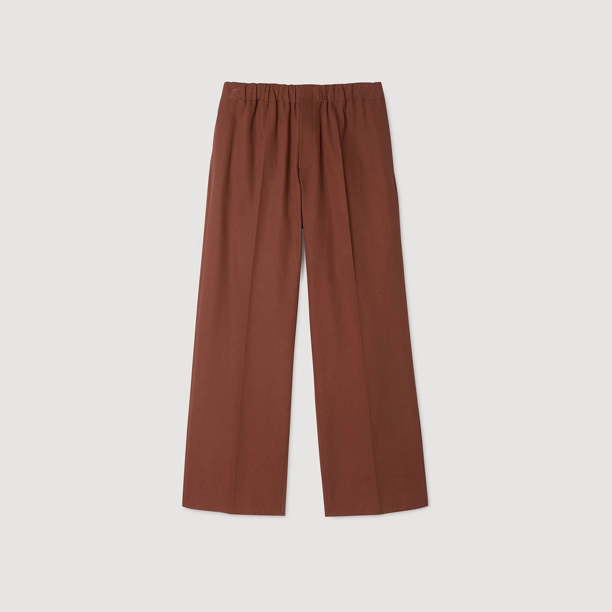 ELASTICATED WIDE-LEG COTTON TROUSERS - 1