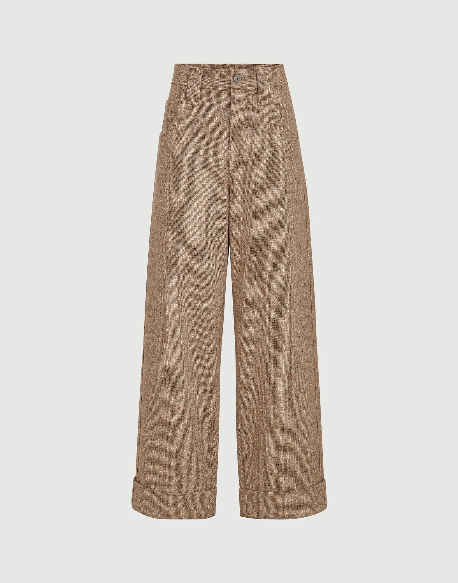 Virgin wool donegal baggy five-pocket trousers with monili - 1