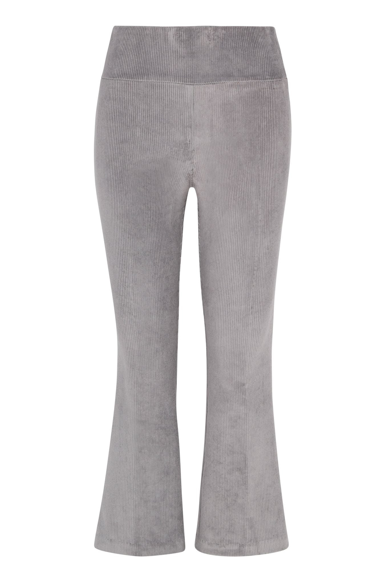 GREY CORDUROY CROP FLARE PANTS - 2