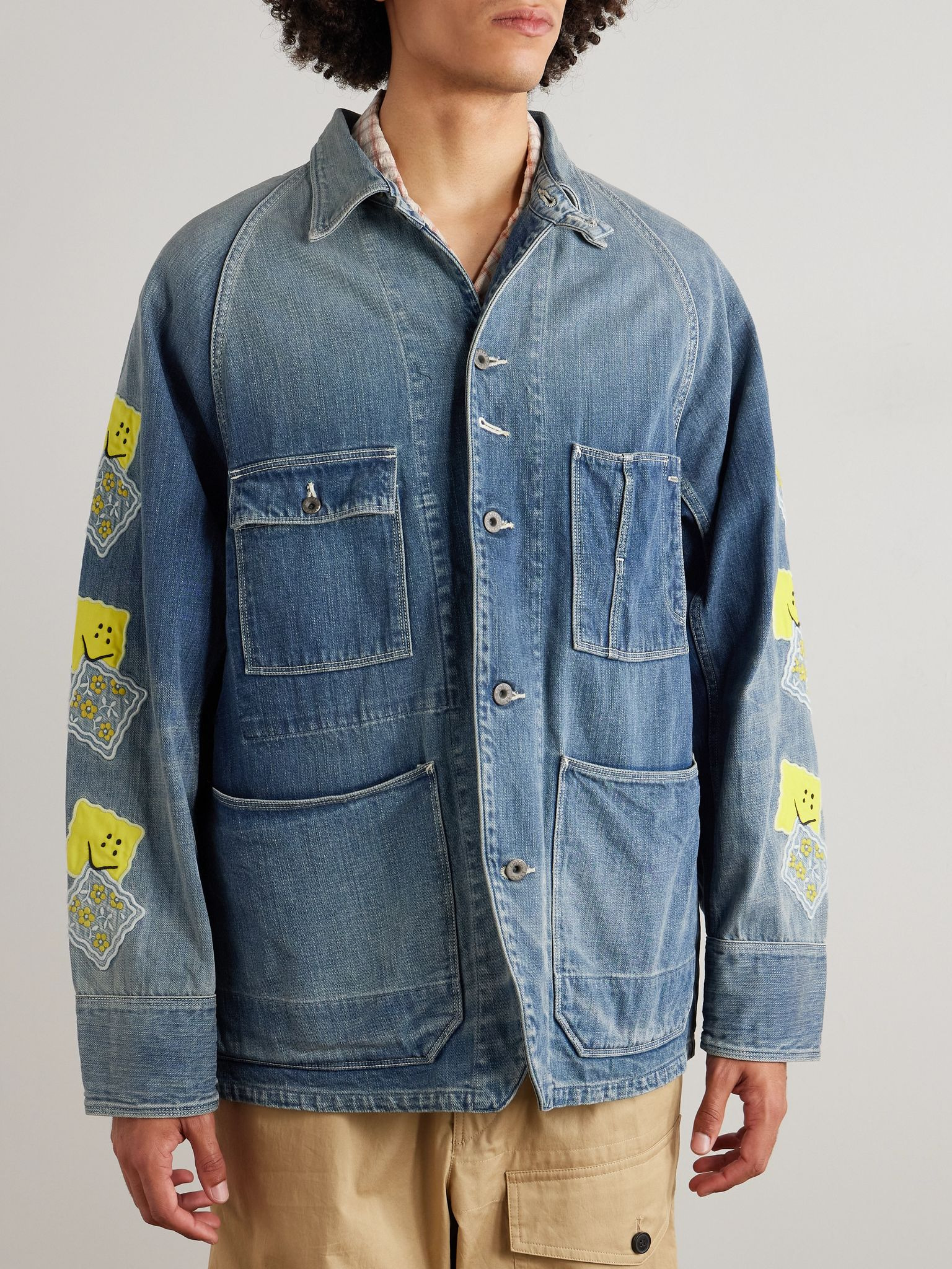 Cactus Appliquéd Denim Jacket Blue - 3