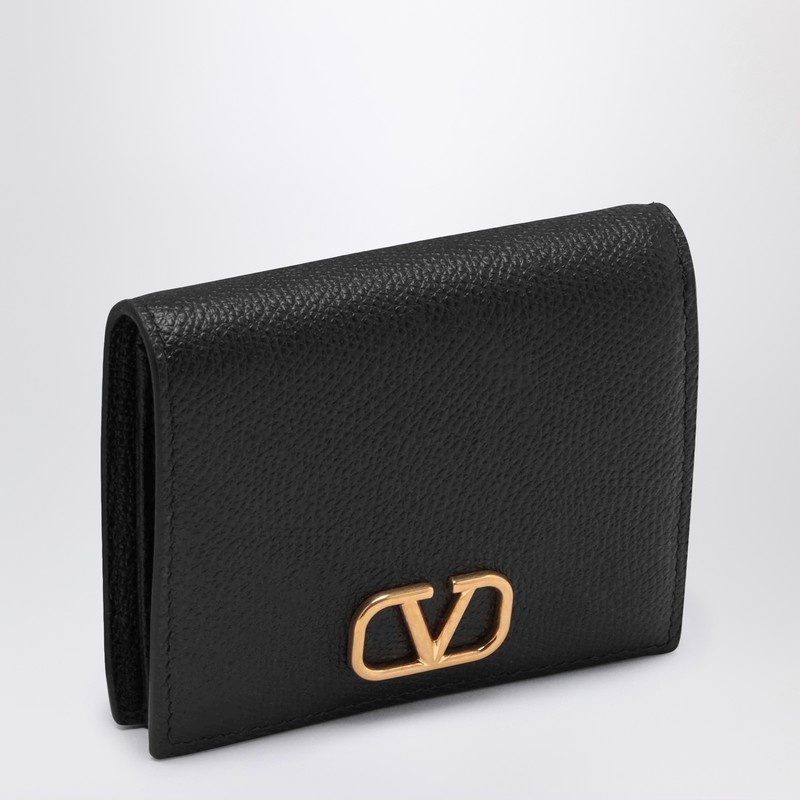 Signature black leather VLogo wallet - 1