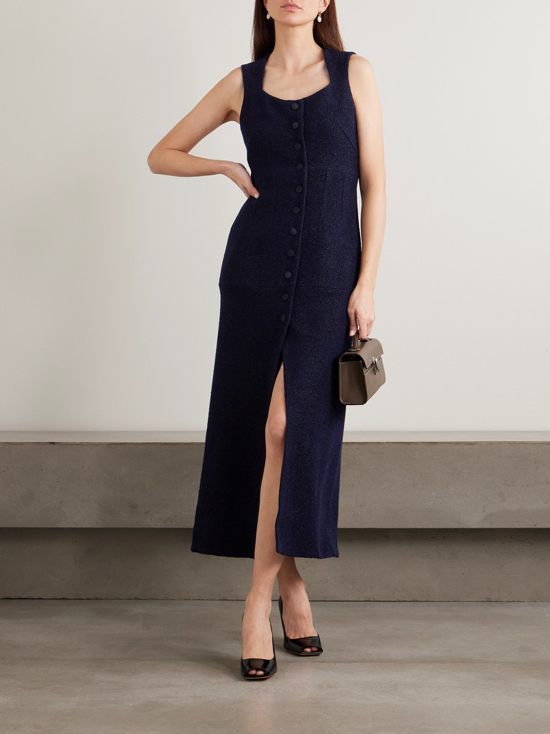 LIBEROWE Avery Metallic Wool-blend Tweed Midi Dress outlook