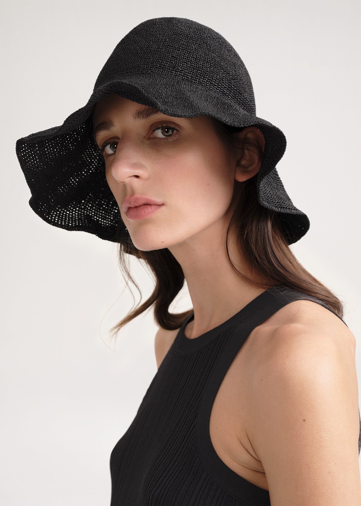 Paper straw hat black - 2